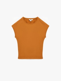 Slim Fit Pamuklu Bisiklet Yaka Sıfır Kol Tişört