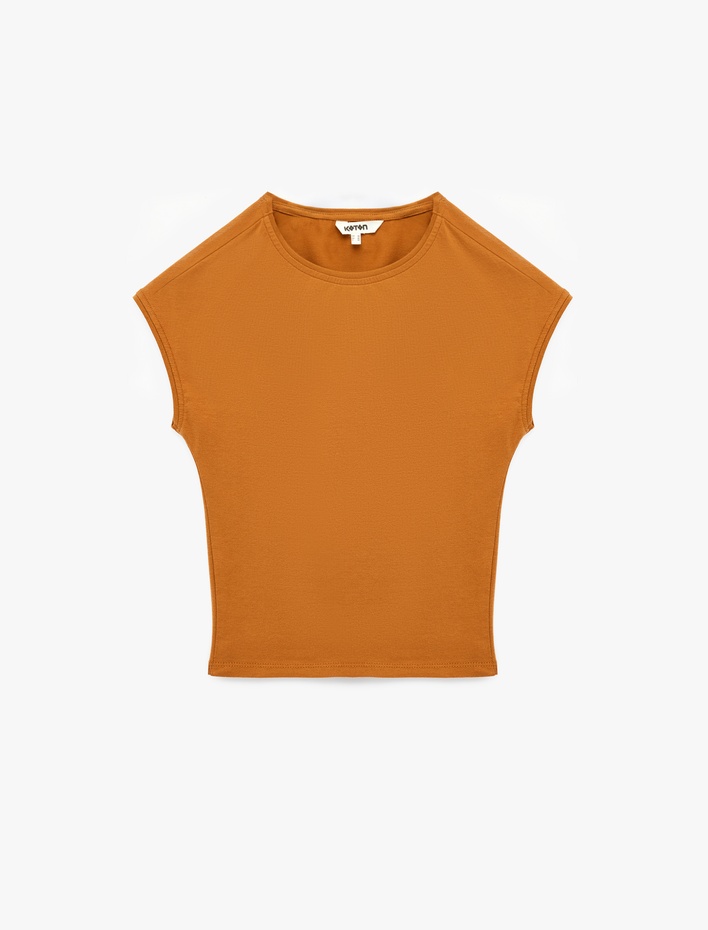  Slim Fit Pamuklu Bisiklet Yaka Sıfır Kol Tişört