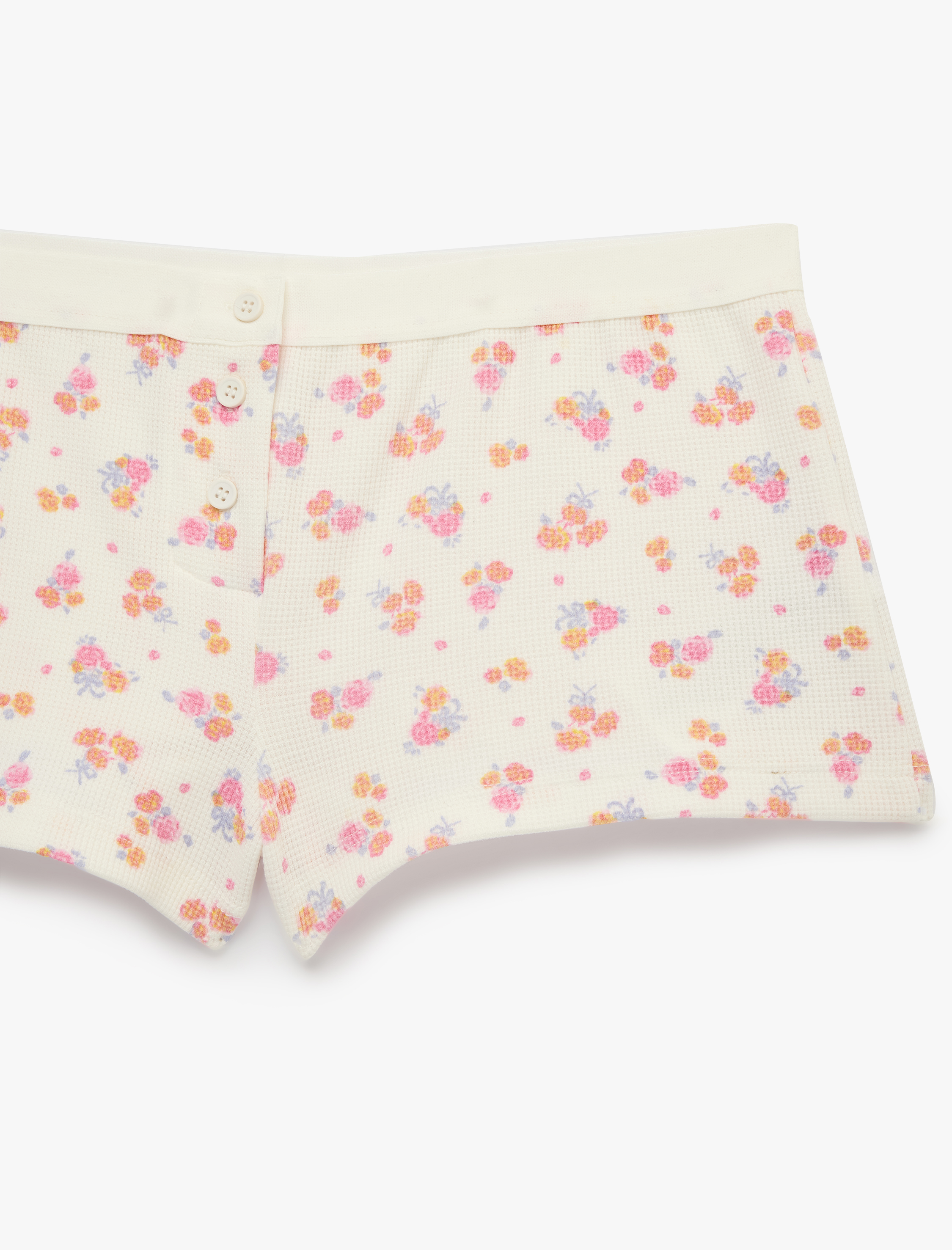   Rahat Kesim Düğmeli Çiçekli Şort Pijama Altı