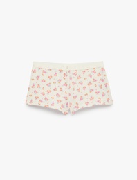 Rahat Kesim Düğmeli Çiçekli Şort Pijama Altı