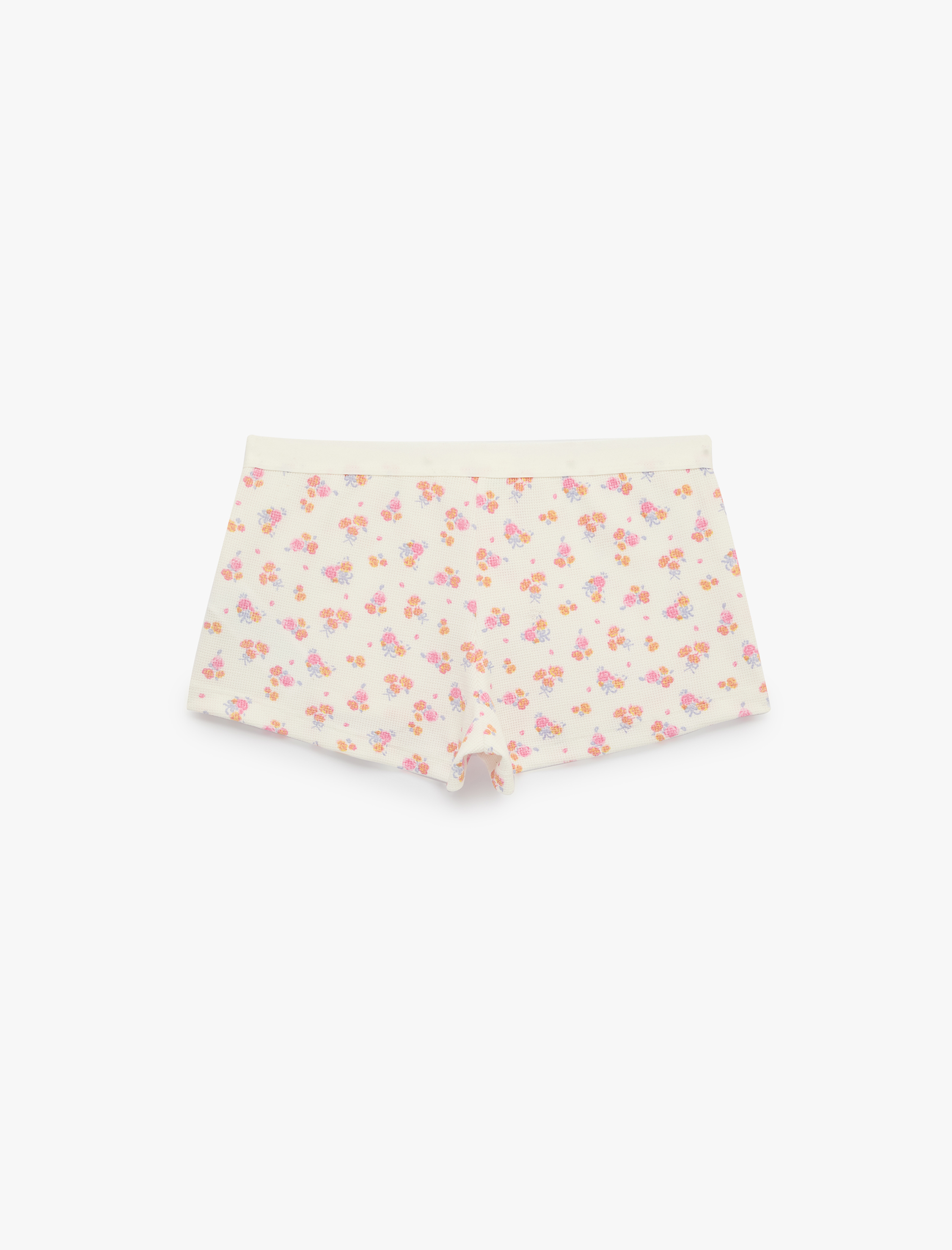   Rahat Kesim Düğmeli Çiçekli Şort Pijama Altı