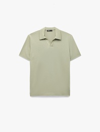 Viskon Karışımlı Kısa Kollu Regular Fit Polo Yaka Tişört