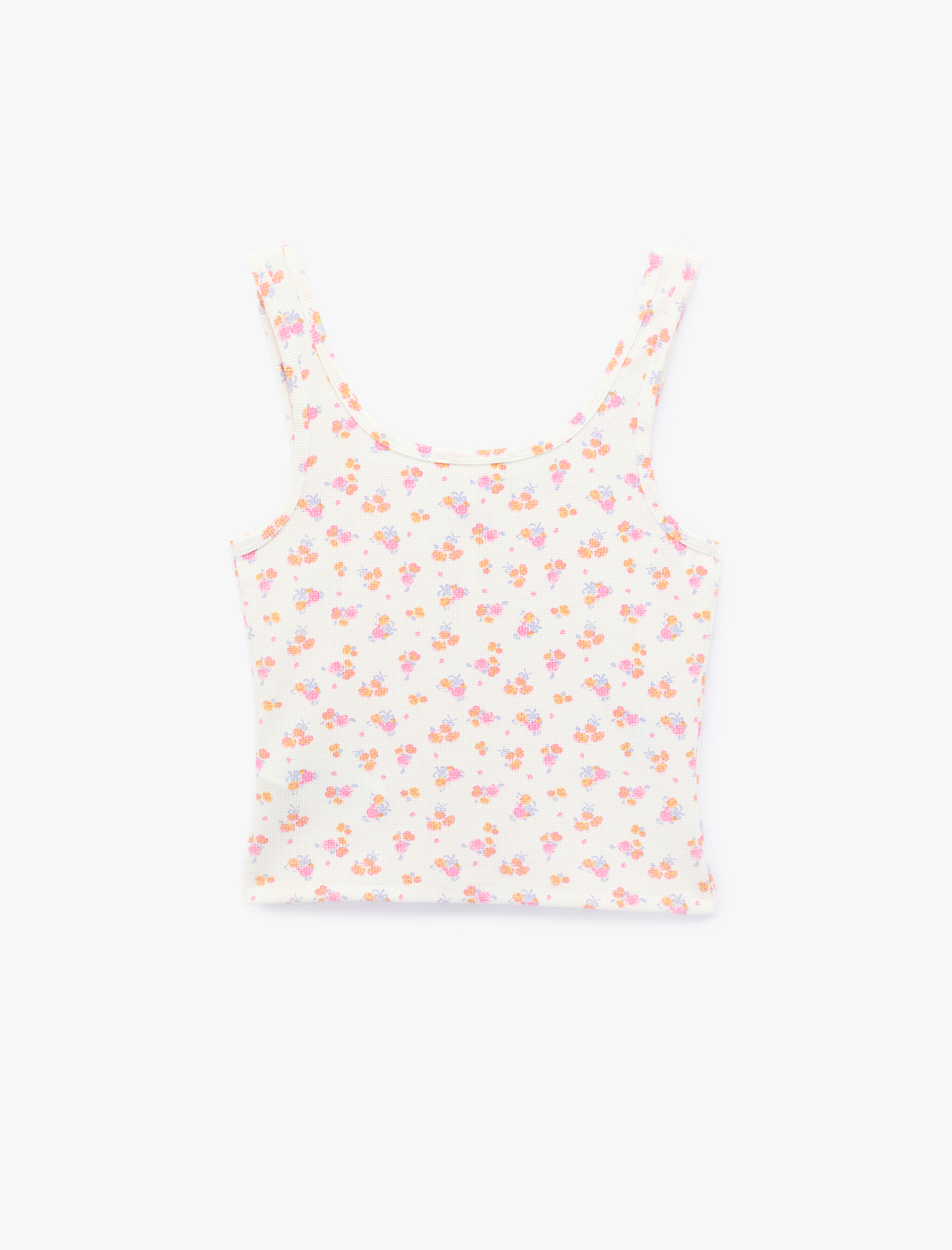   Yuvarlak Yaka Çiçekli Askılı Pijama Üstü