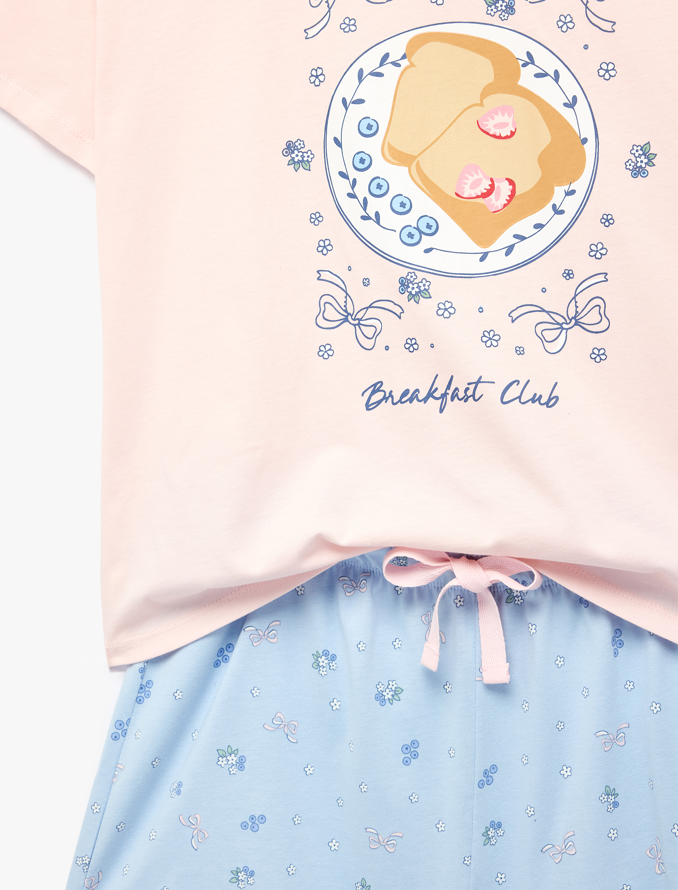   Rahat Kesim Baskılı Pamuklu Şortlu Pijama Takımı