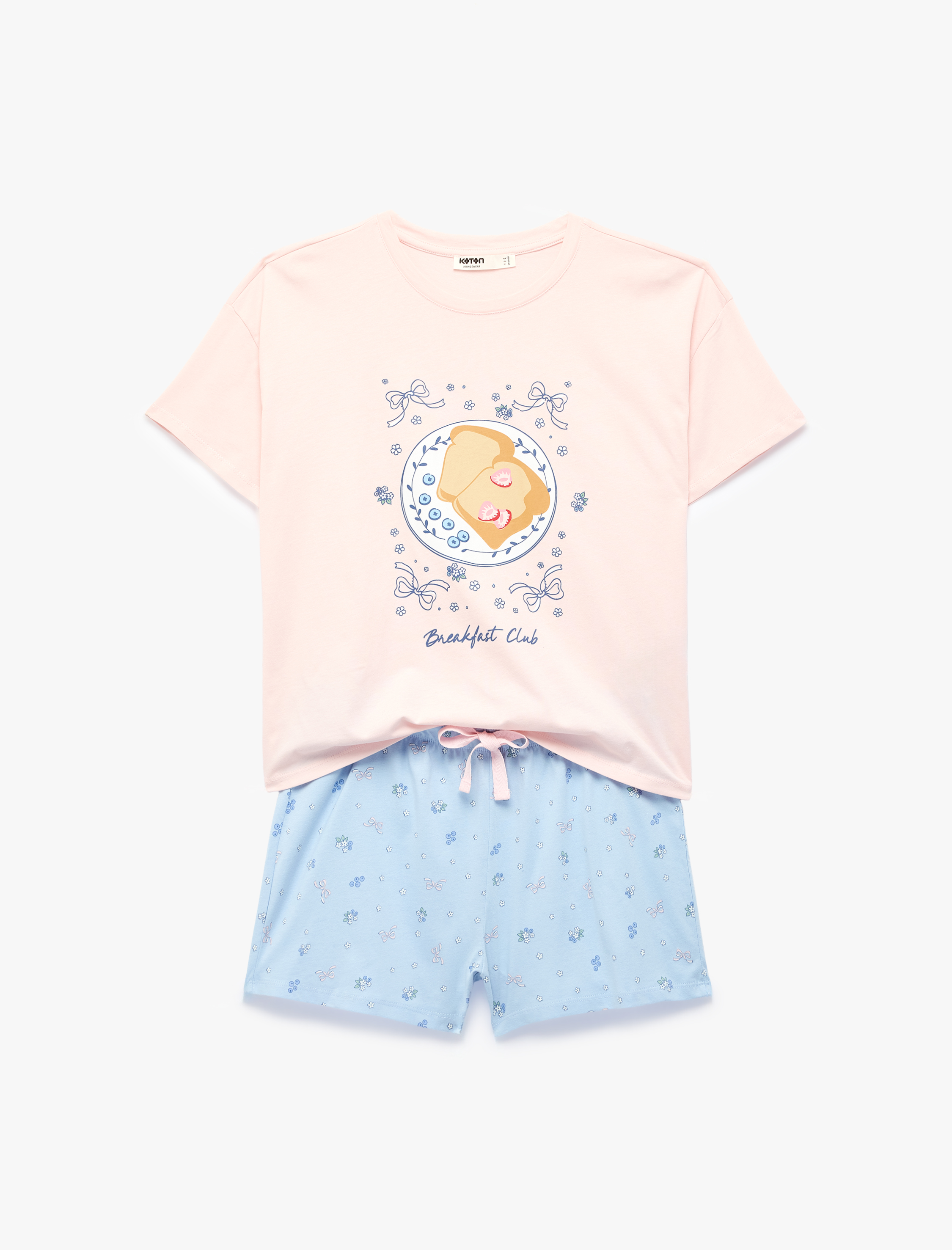   Rahat Kesim Baskılı Pamuklu Şortlu Pijama Takımı