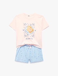 Rahat Kesim Baskılı Pamuklu Şortlu Pijama Takımı