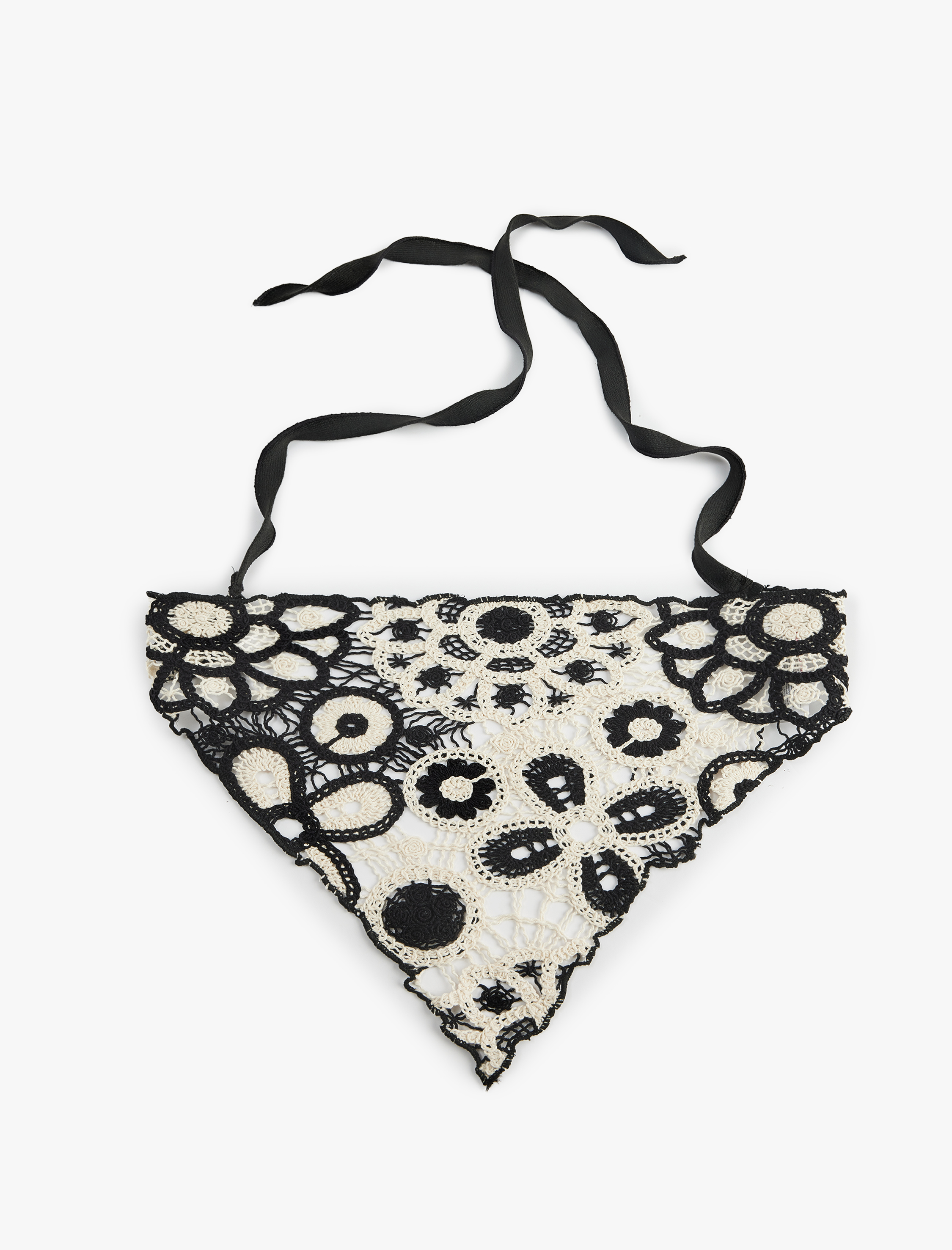  Kadın Pamuklu Dantelli Üçgen Bandana