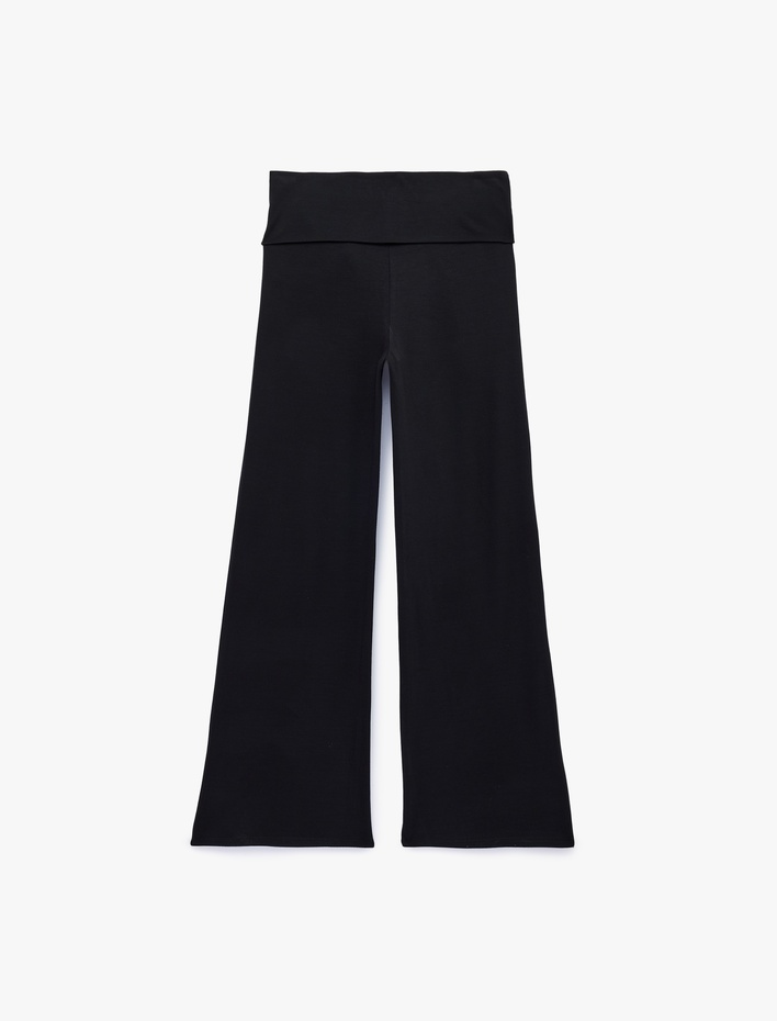  Beli Bağlama Detaylı Modal Geniş Paça Pantolon