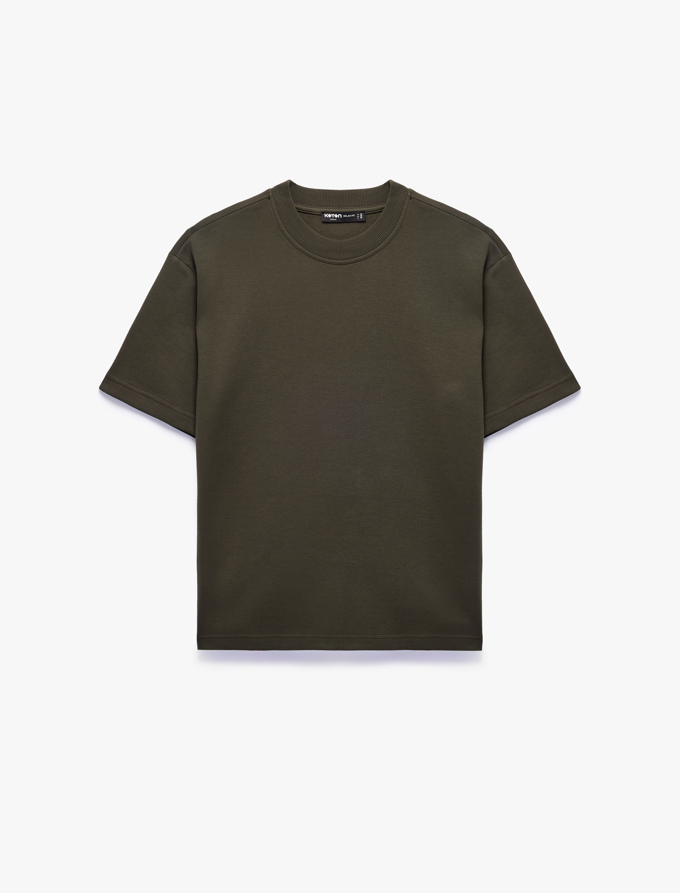   Pamuklu Kısa Kollu Pike Kumaş Bisiklet Yaka Basic Oversize Tişört