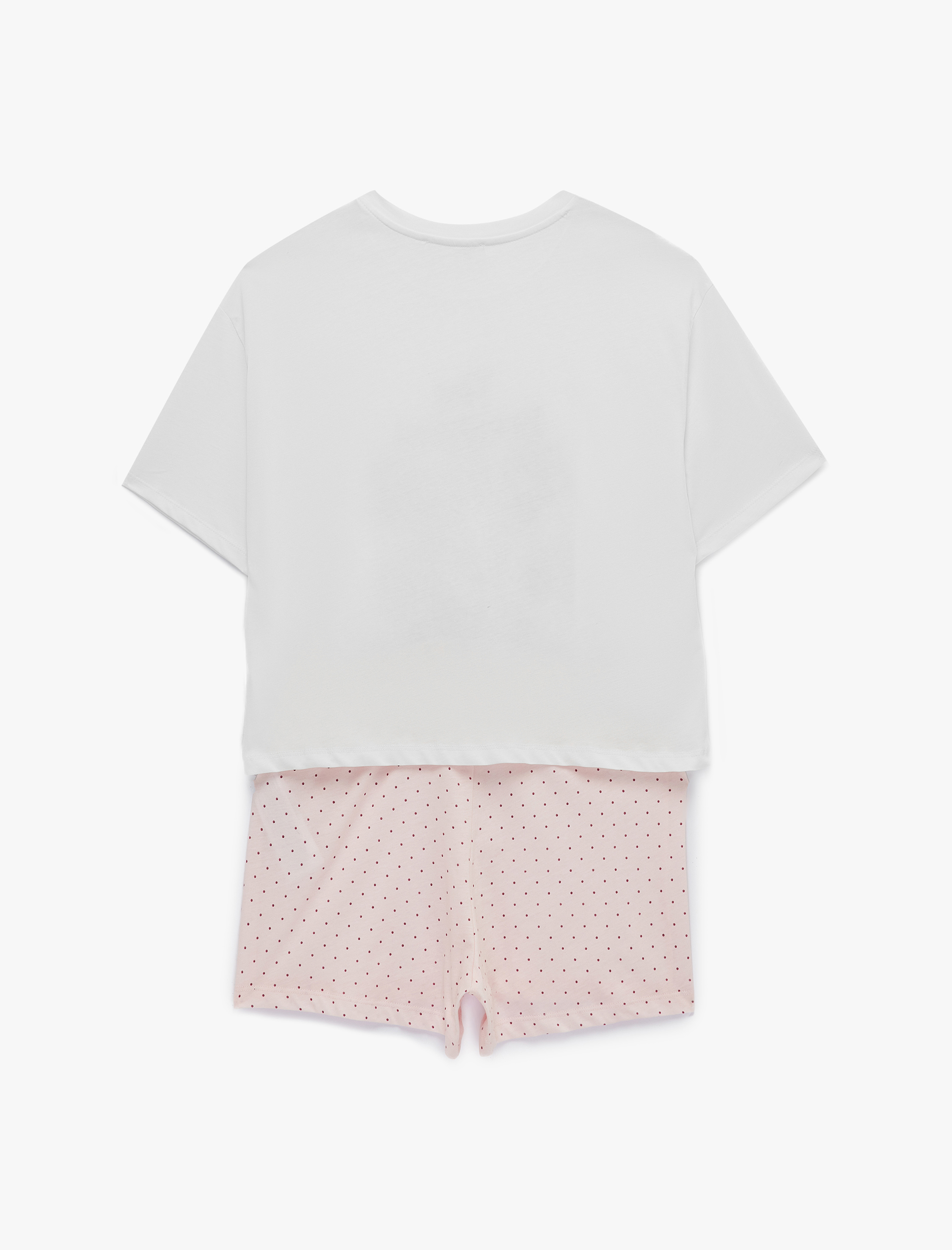   Pamuklu Bisiklet Yaka Kısa Kollu Rahat Kesim Baskılı Pijama Takımı