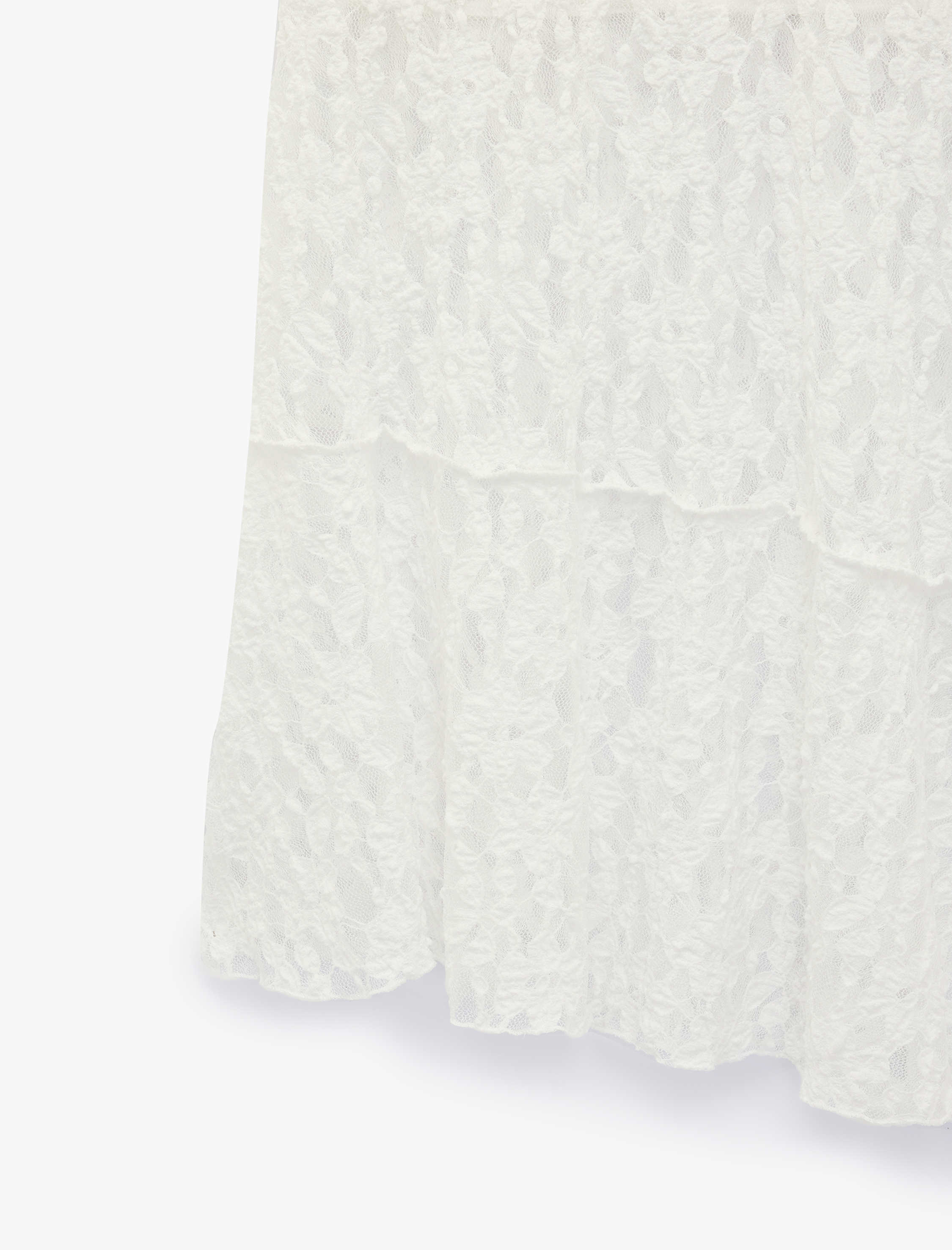   Yüksek Bel Slim Fit Dikiş Detaylı Dantel Asimetrik Midi Etek