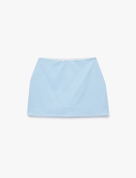 Yüksek Bel Slim Fit Pötikare Şort Etek