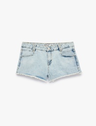 Normal Bel Cepli Pamuklu Pis Paça Regular Fit Mikro Denim Şort
