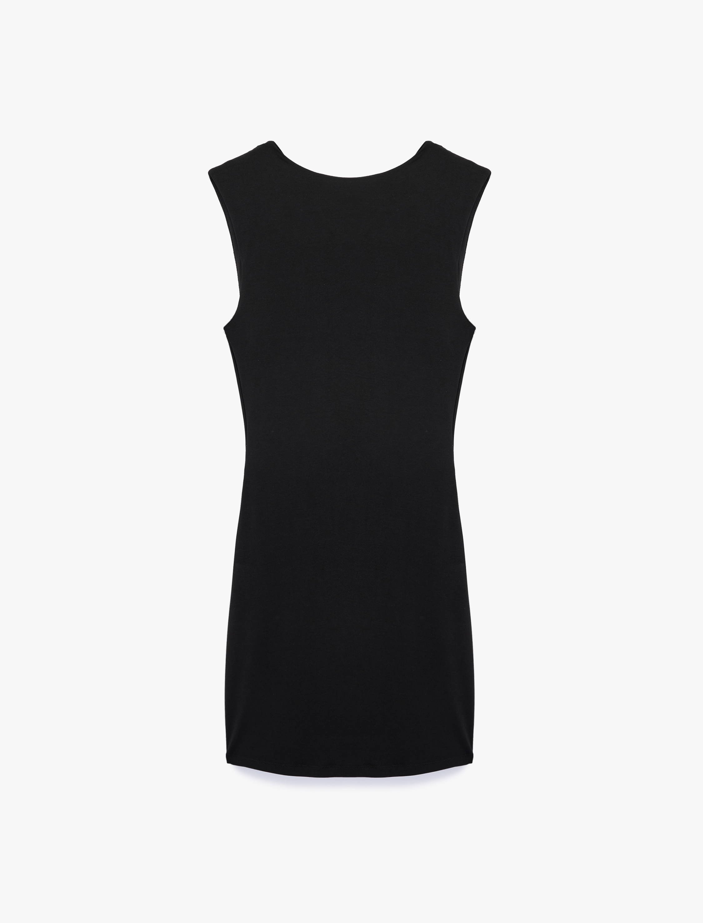   Slim Fit Kolsuz Bisiklet Yaka Metal Aksesuarlı Mini Elbise