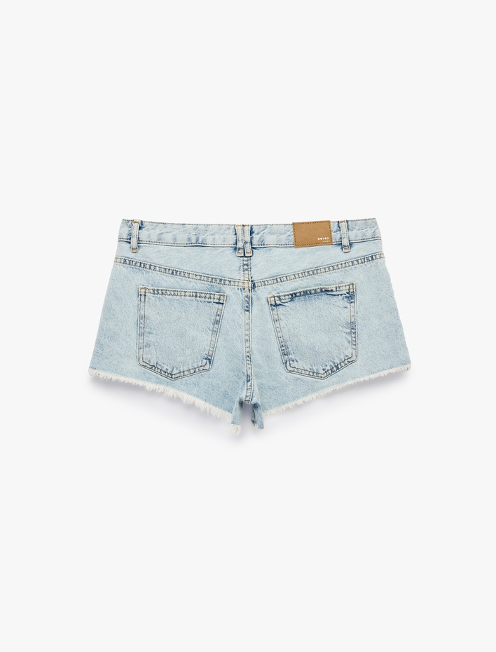  Normal Bel Cepli Pamuklu Pis Paça Regular Fit Mikro Denim Şort