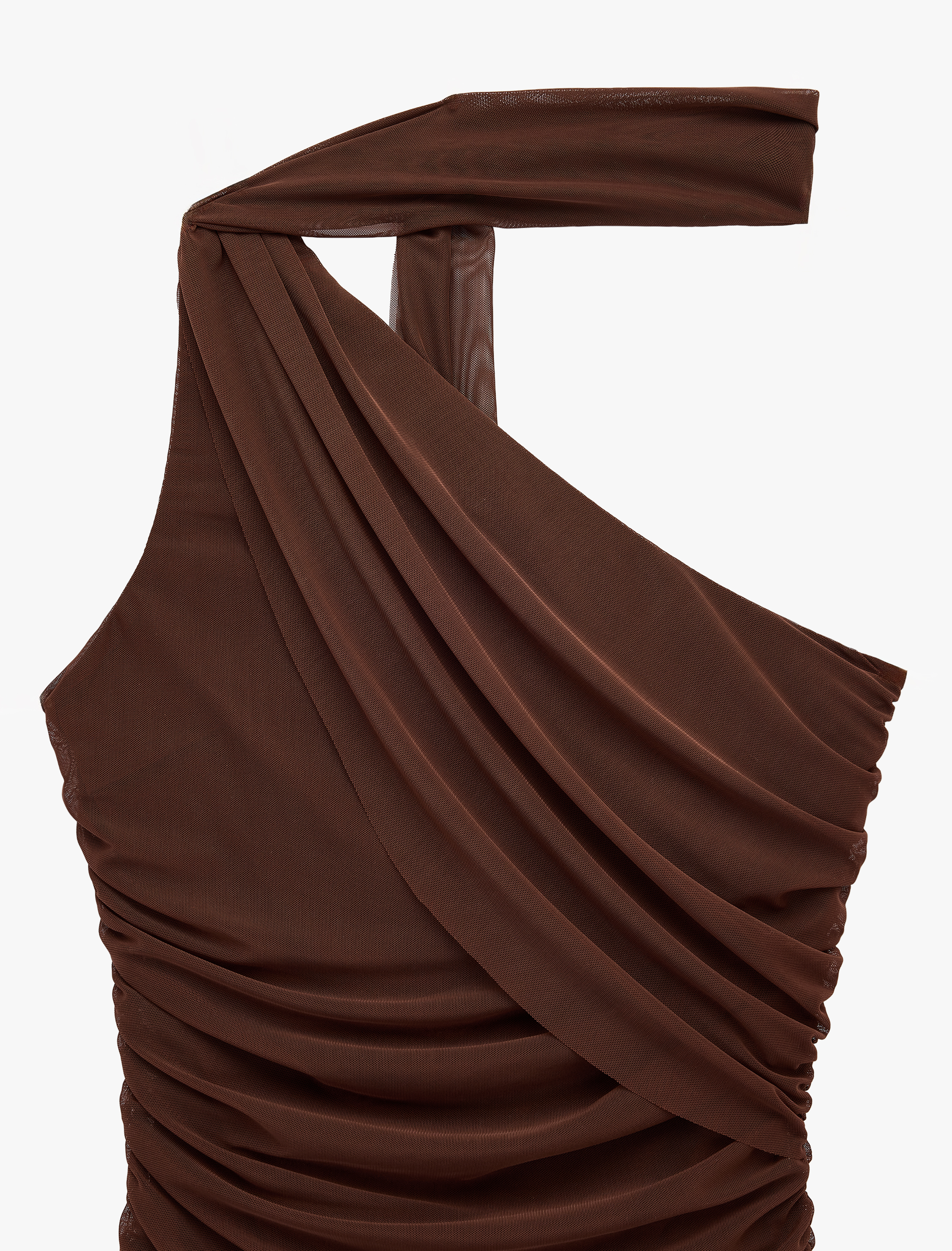   Slim Fit Drapeli Tek Omuz Mini Bodycon Elbise