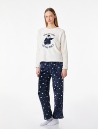 Rahat Kesim Penguen Baskılı Polar Pijama Takımı