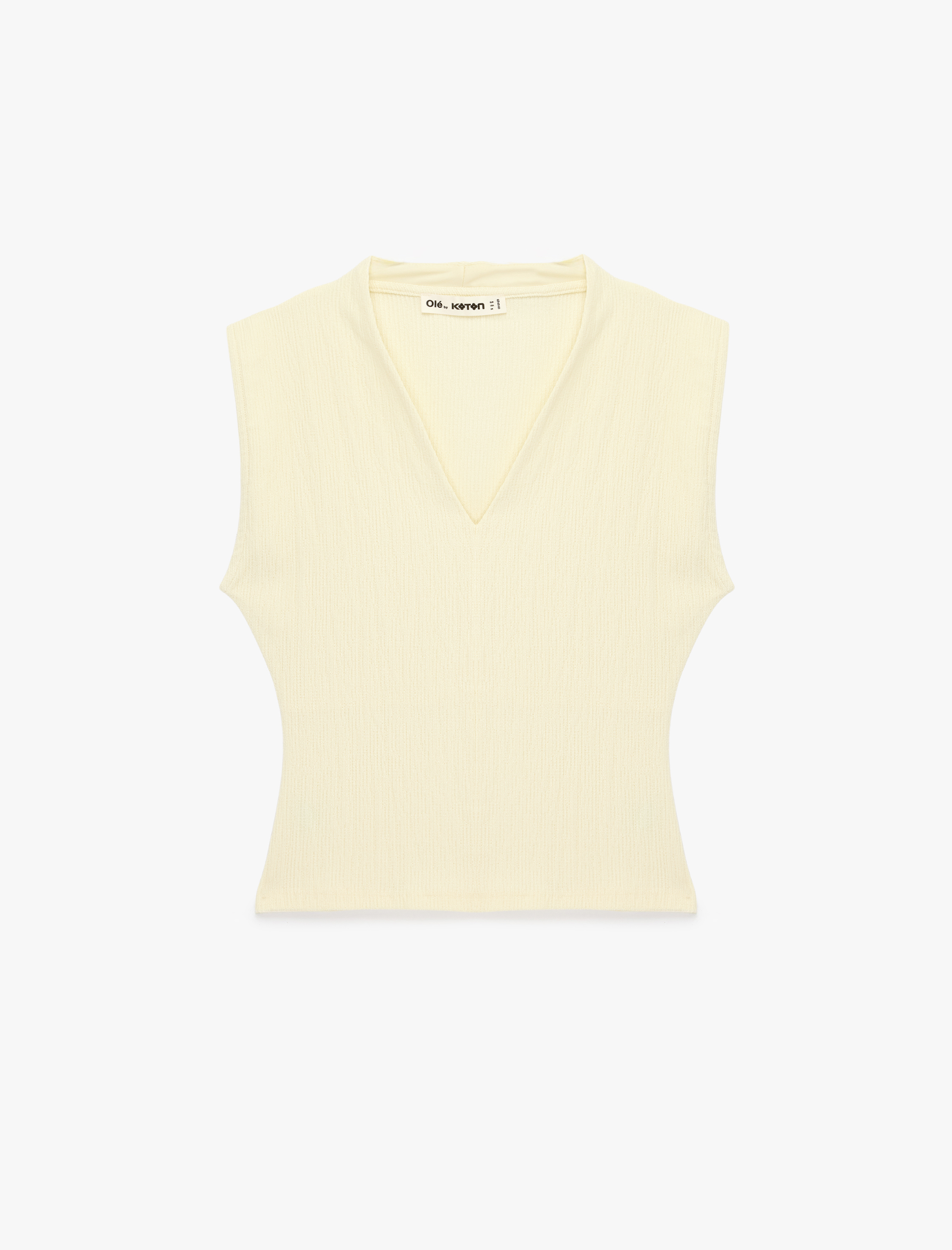   Dokulu Kolsuz Slim Fit V Yaka Bluz