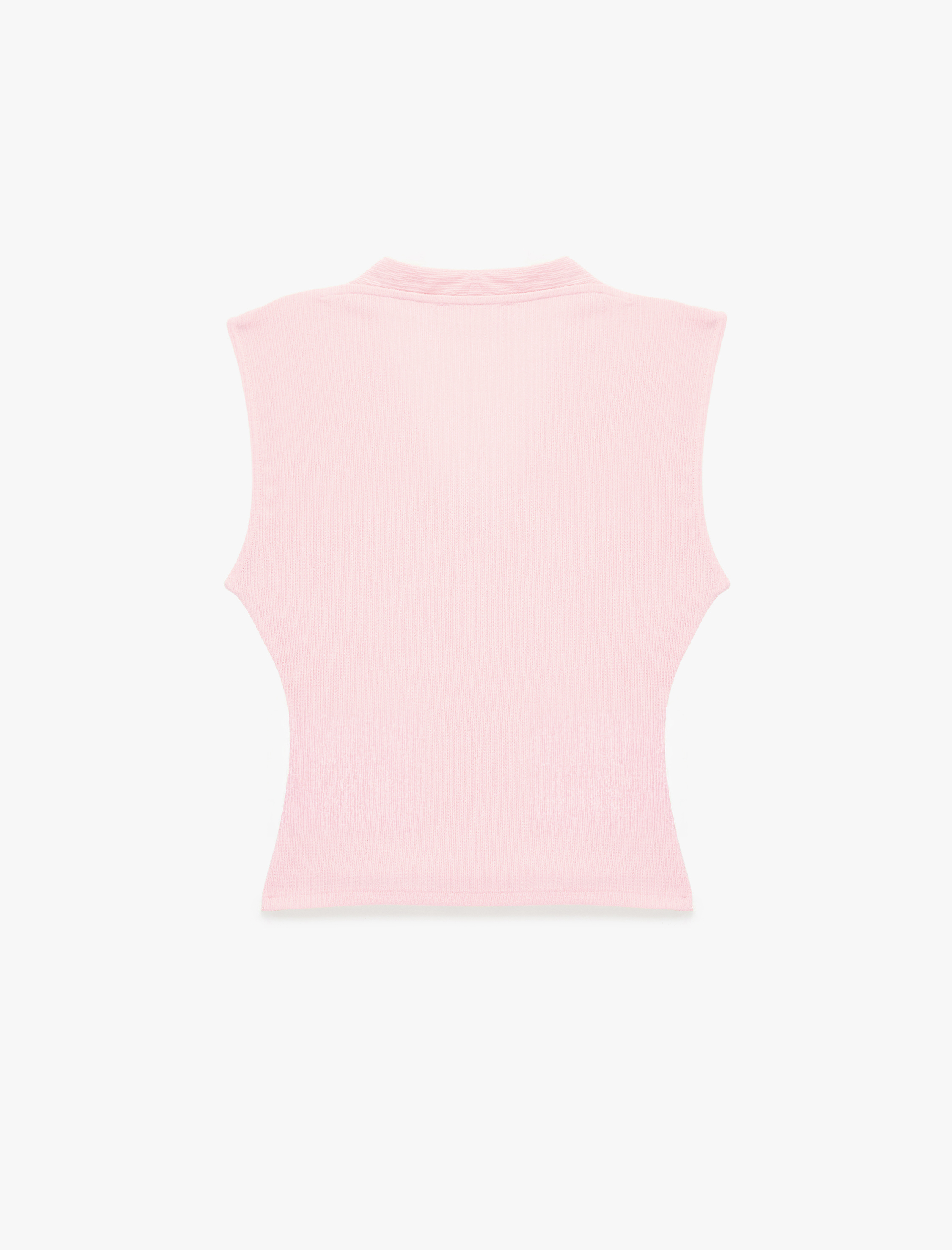   Dokulu Kolsuz Slim Fit V Yaka Bluz