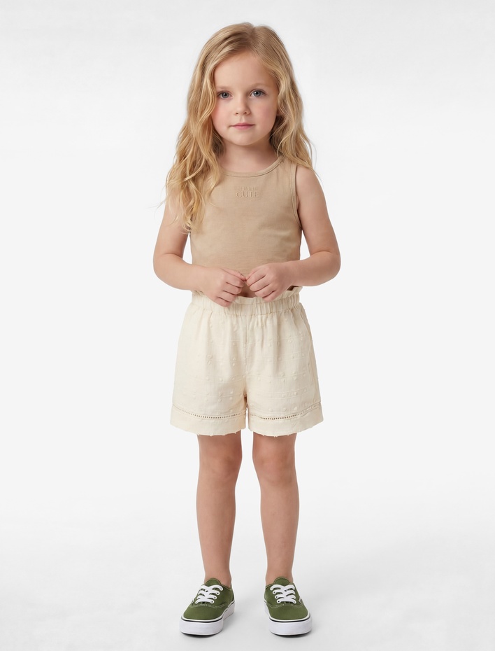 Kız Bebek Pamuklu Beli Lastikli Basic Şort