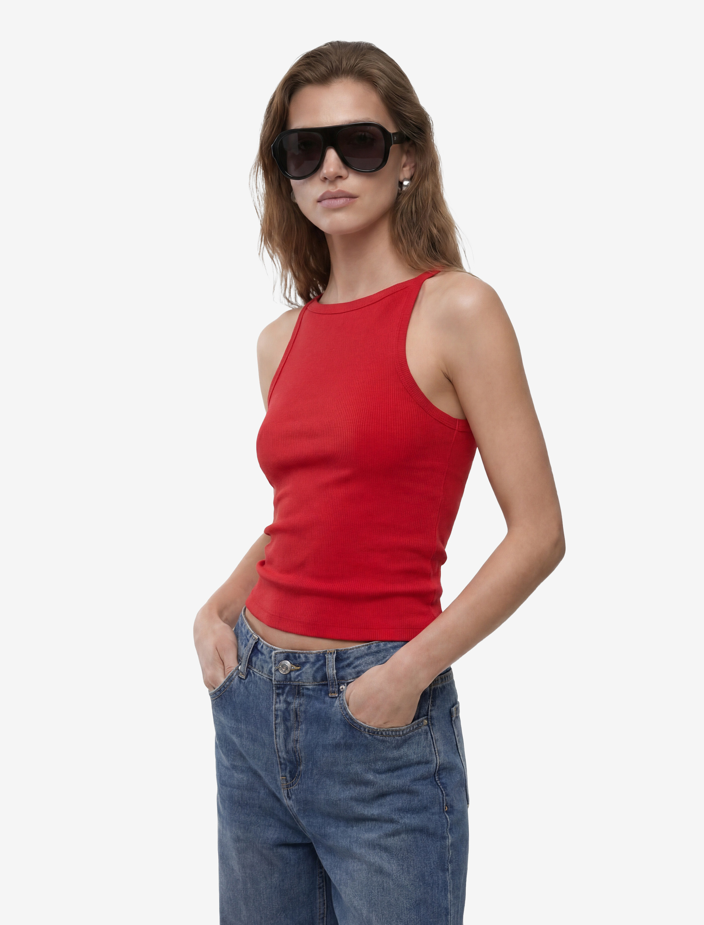  Kaşkorse Kolsuz Pamuklu Slim Fit Askılı Kare Yaka Üst