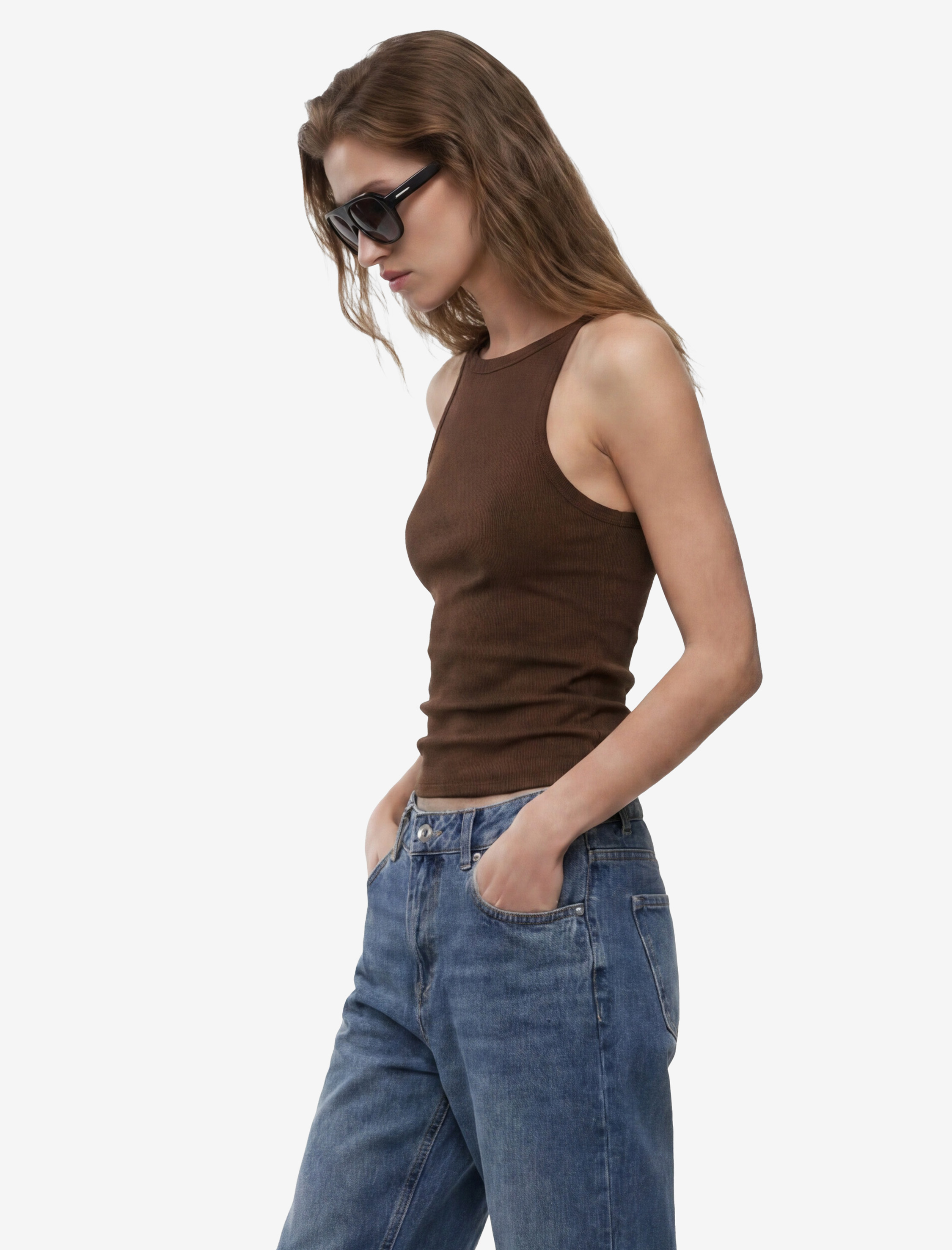   Kaşkorse Kolsuz Pamuklu Slim Fit Askılı Kare Yaka Üst