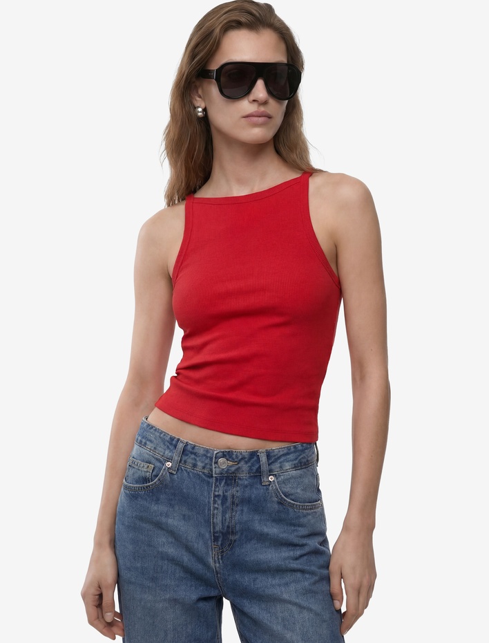  Kaşkorse Kolsuz Pamuklu Slim Fit Askılı Kare Yaka Üst