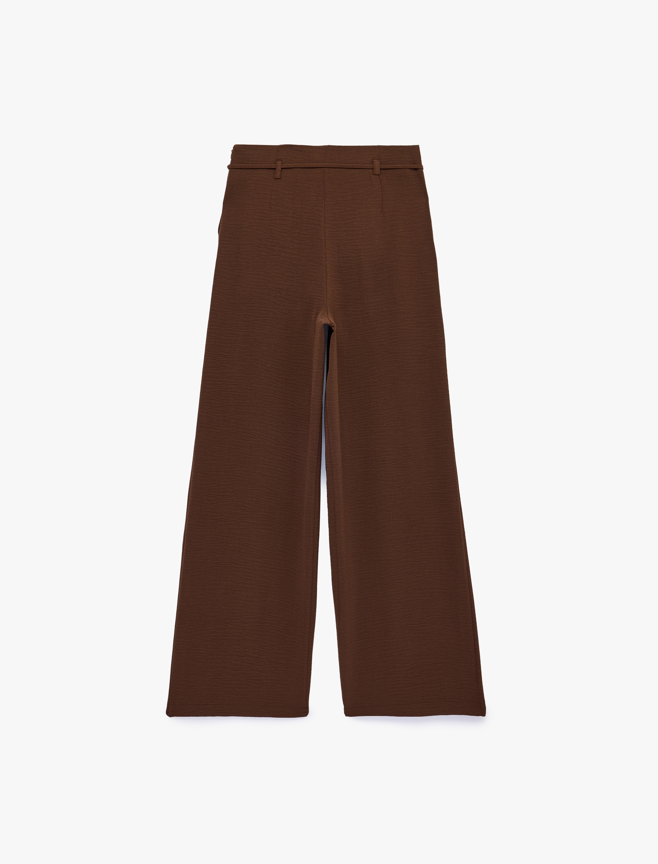   Straight Fit Pileli Kemerli Geniş Paça Pantolon