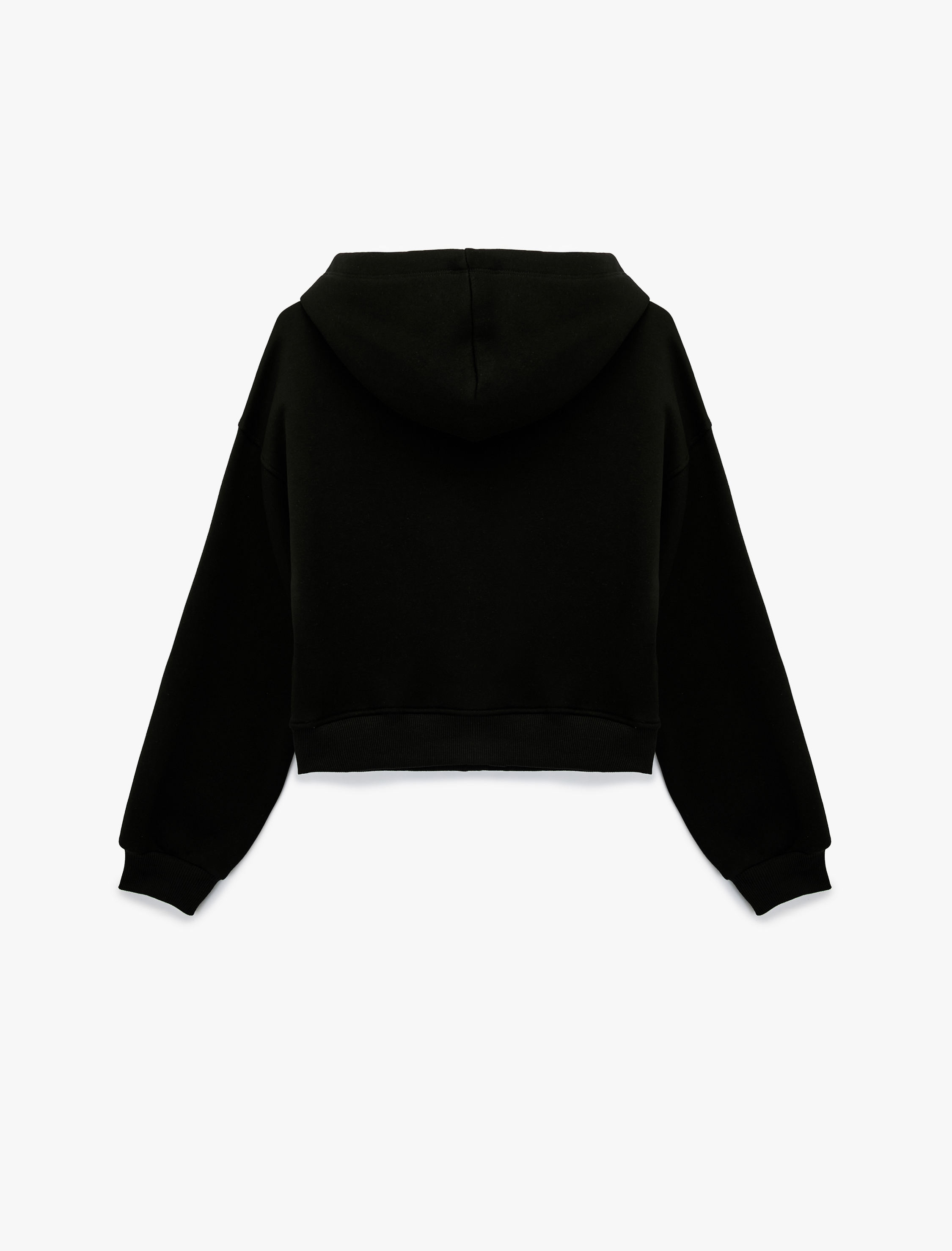   Uzun Kollu Taş Detaylı Şardonlu Kapüşonlu Sweatshirt