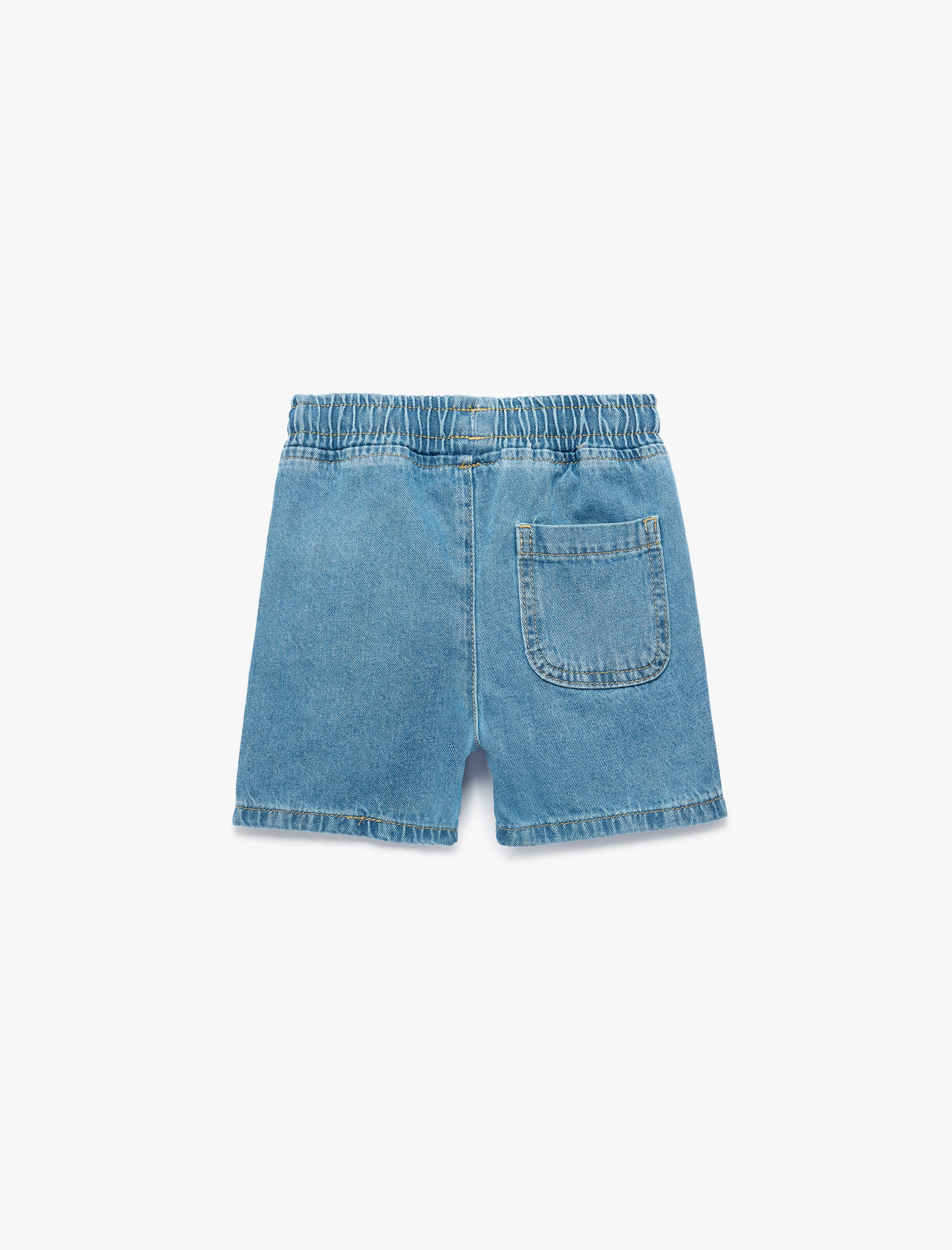  Erkek Bebek Pamuklu Cepli Beli Bağcıklı Denim Şort