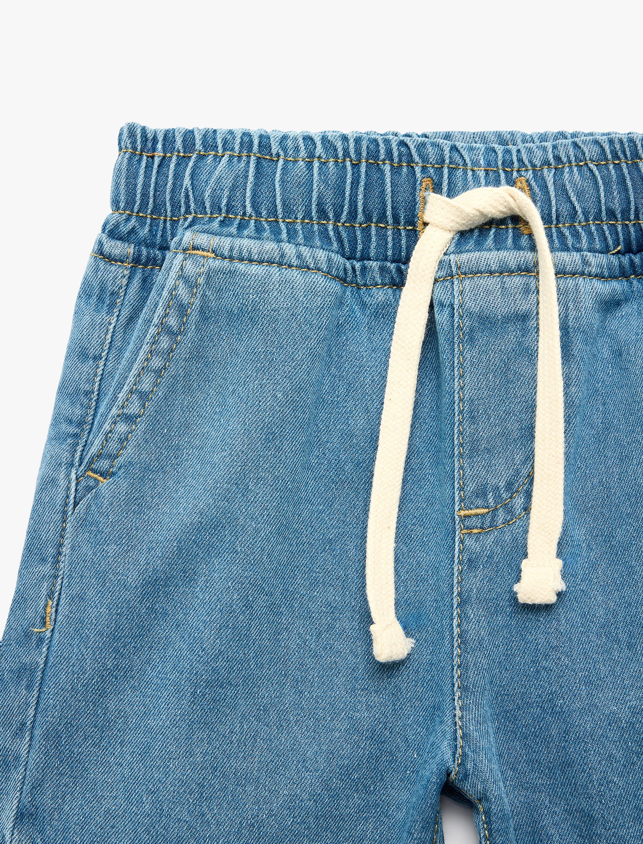  Erkek Bebek Pamuklu Cepli Beli Bağcıklı Denim Şort