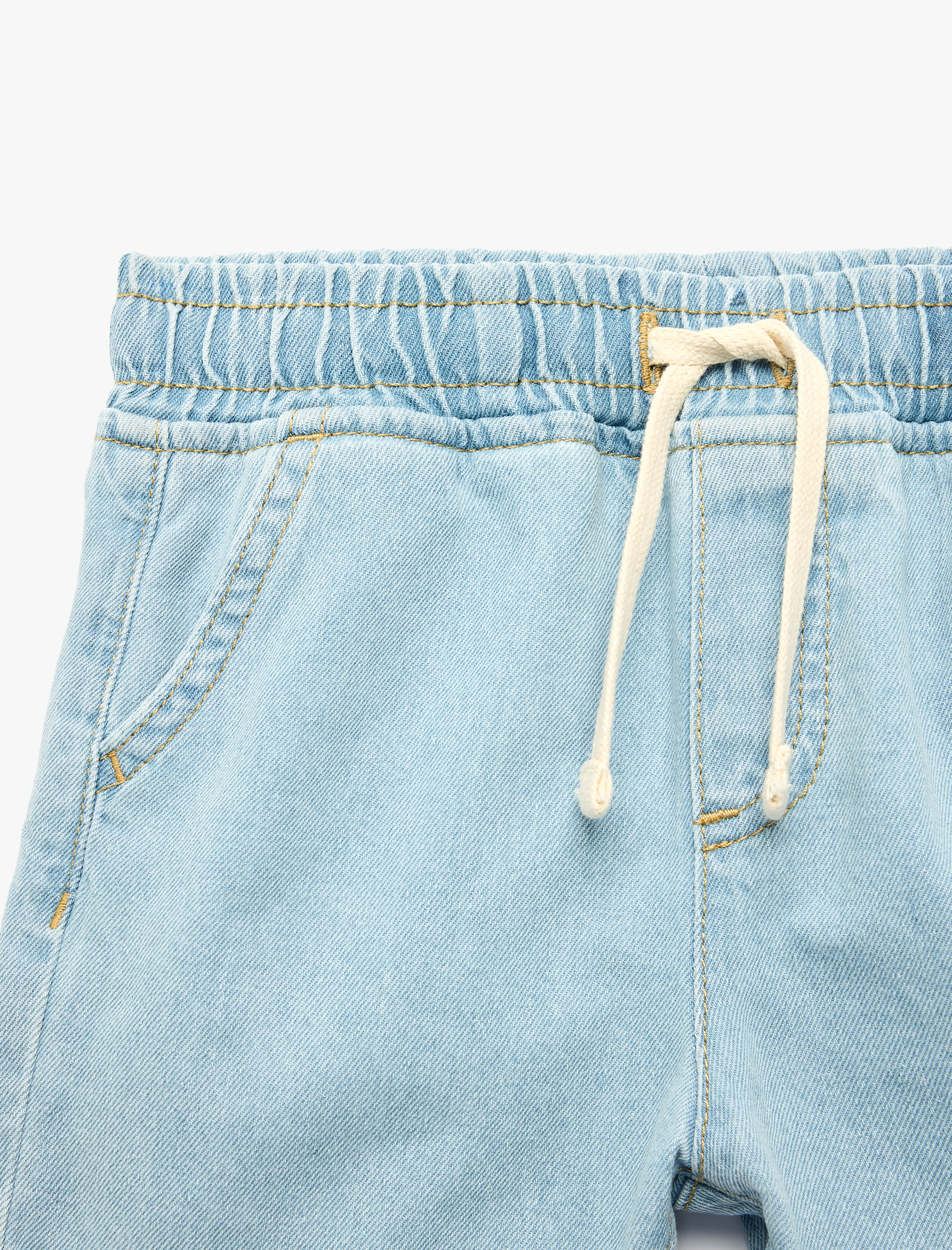  Erkek Bebek Pamuklu Cepli Beli Bağcıklı Denim Şort