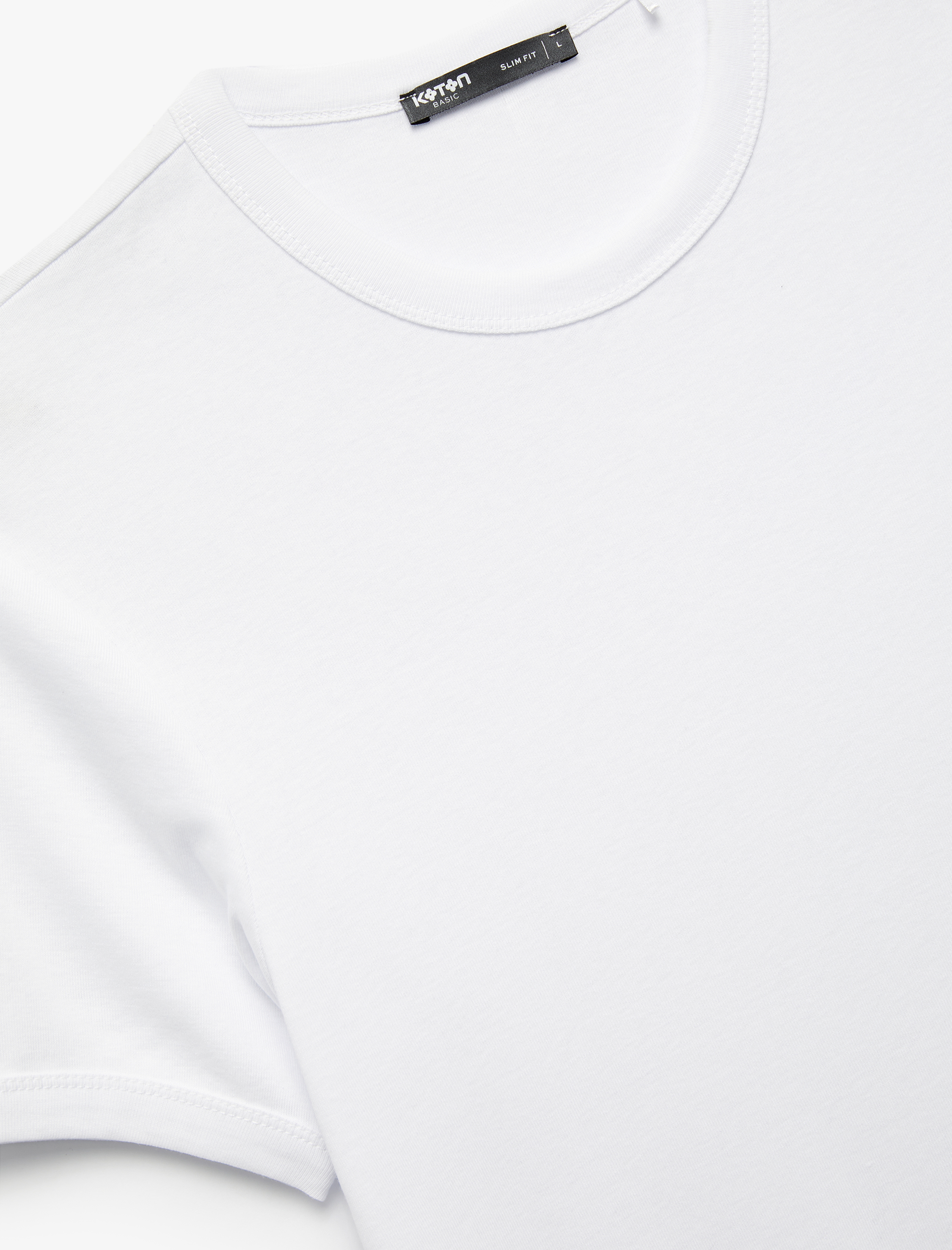   Pamuklu Kısa Kollu Ribanalı Bisiklet Yaka Slim Fit Basic Tişört