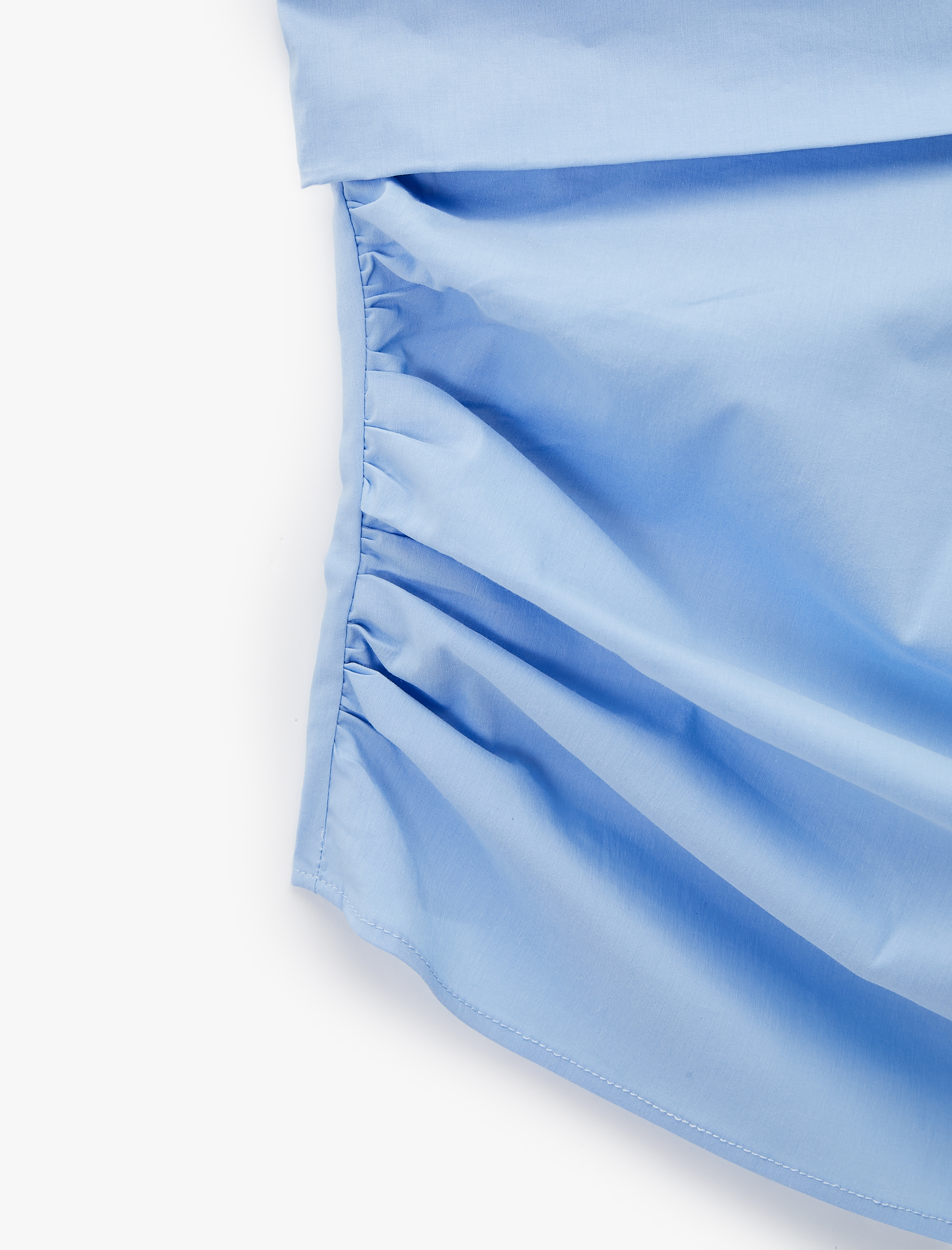   Poplin Kumaş Kolsuz Slim Fit Drape Detaylı Tek Omuz Bluz