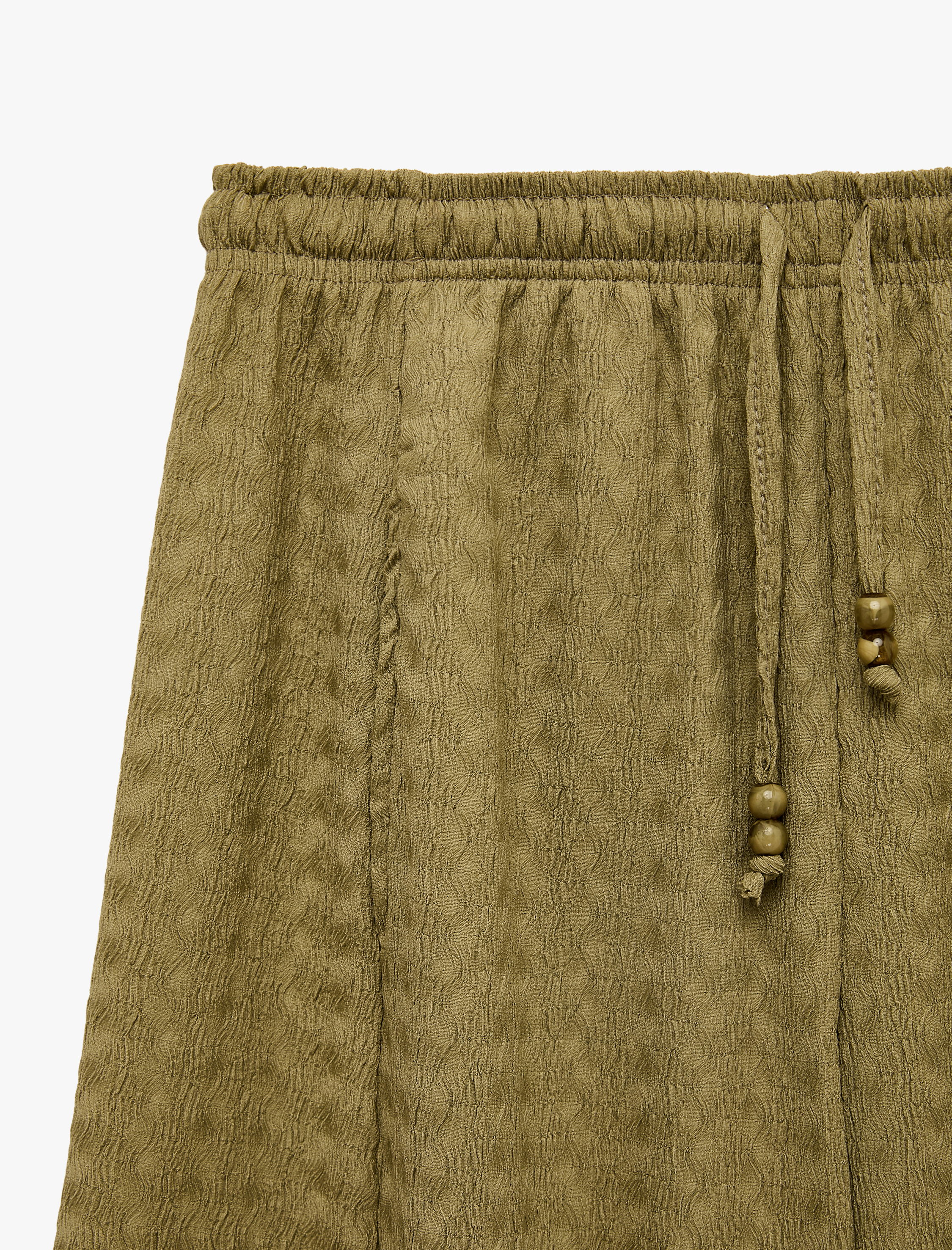   Bürümcük Kumaş Beli Bağcıklı Rahat Kesim Şalvar Pantolon