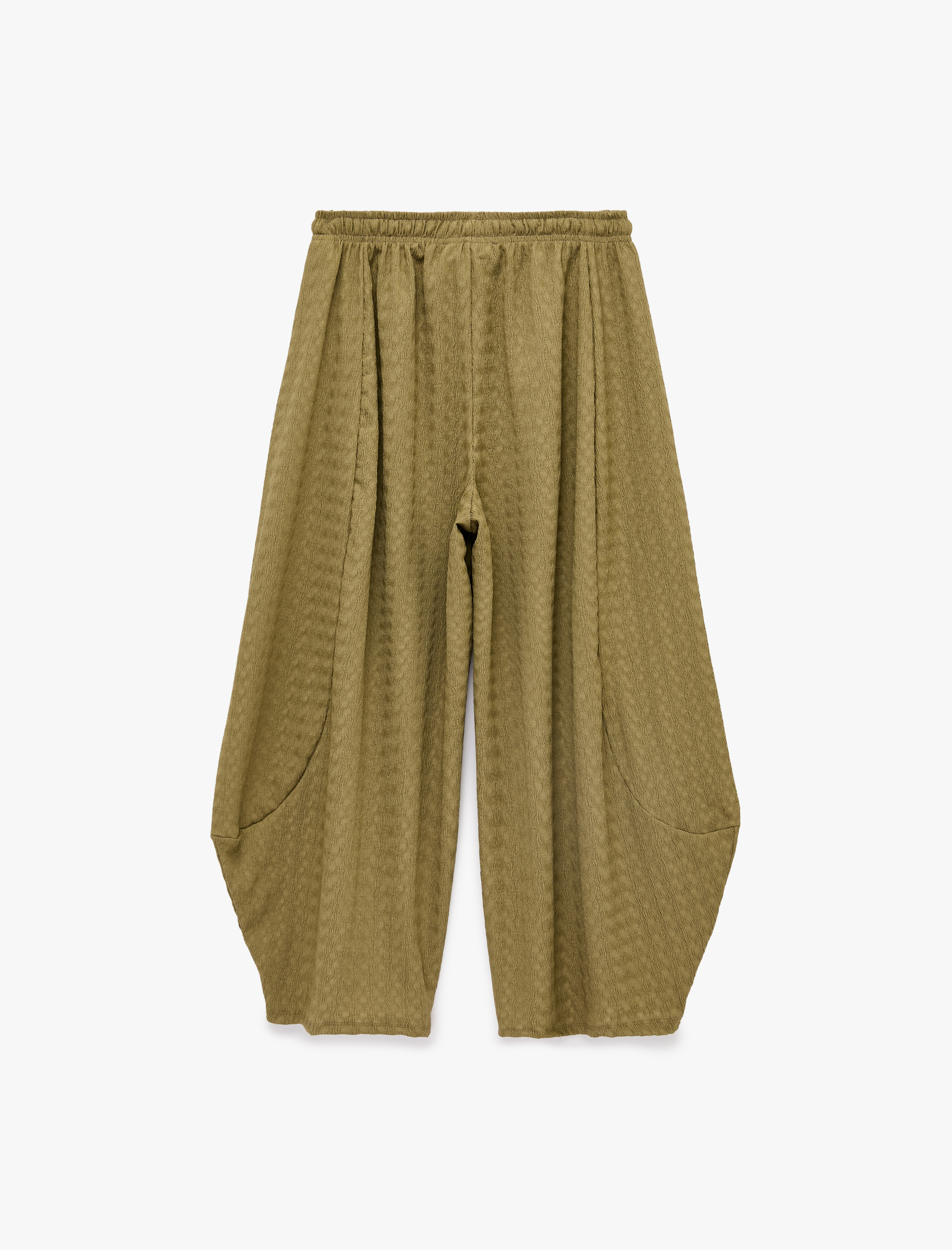  Bürümcük Kumaş Beli Bağcıklı Rahat Kesim Şalvar Pantolon