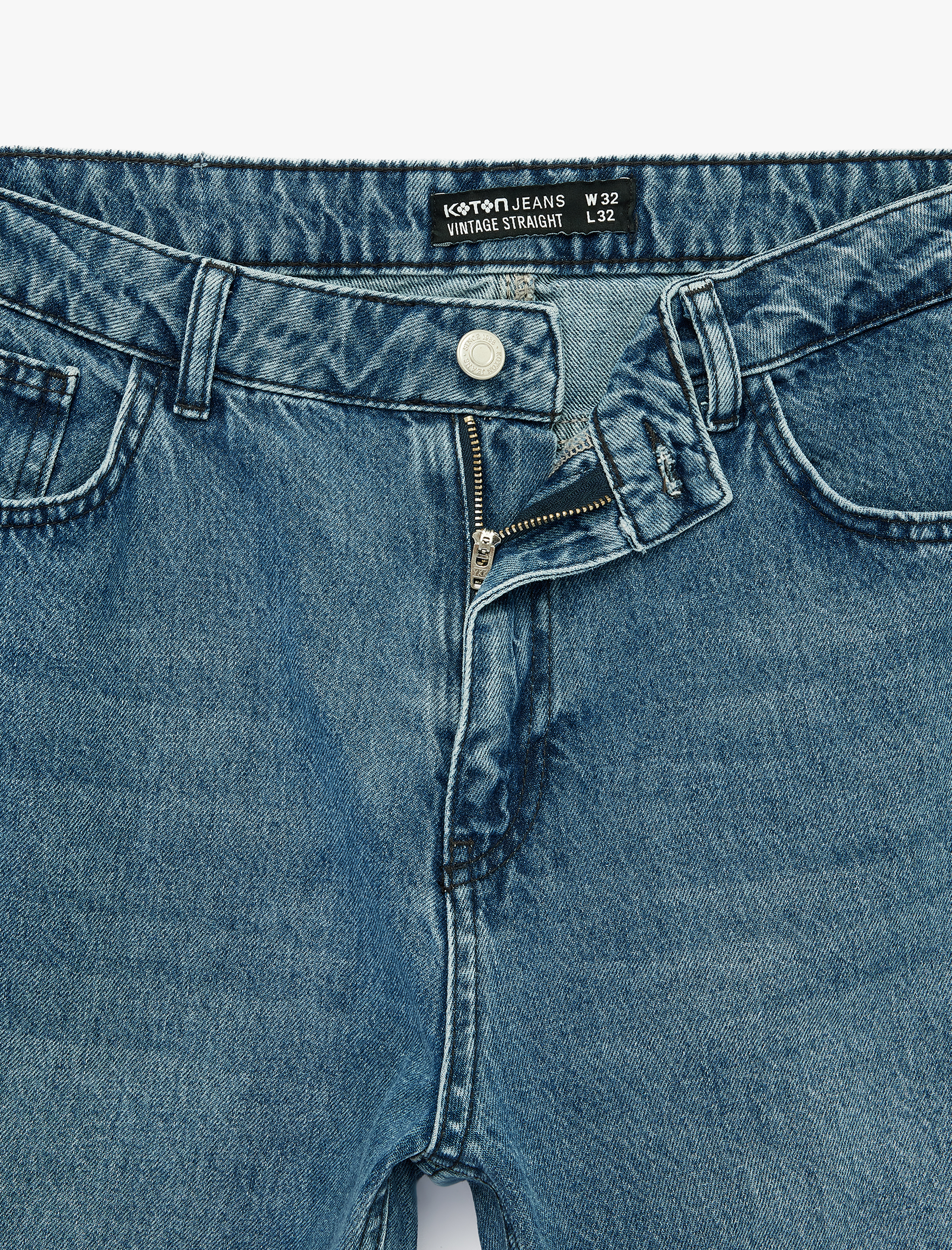   Pamuklu Normal Bel Vintage Straight Fit Jean Pantolon