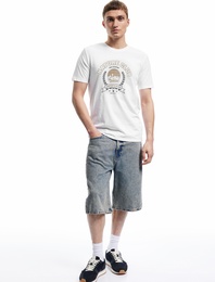 Bisiklet Yaka Kısa Kollu Pamuklu Baskılı Slim Fit Tişört
