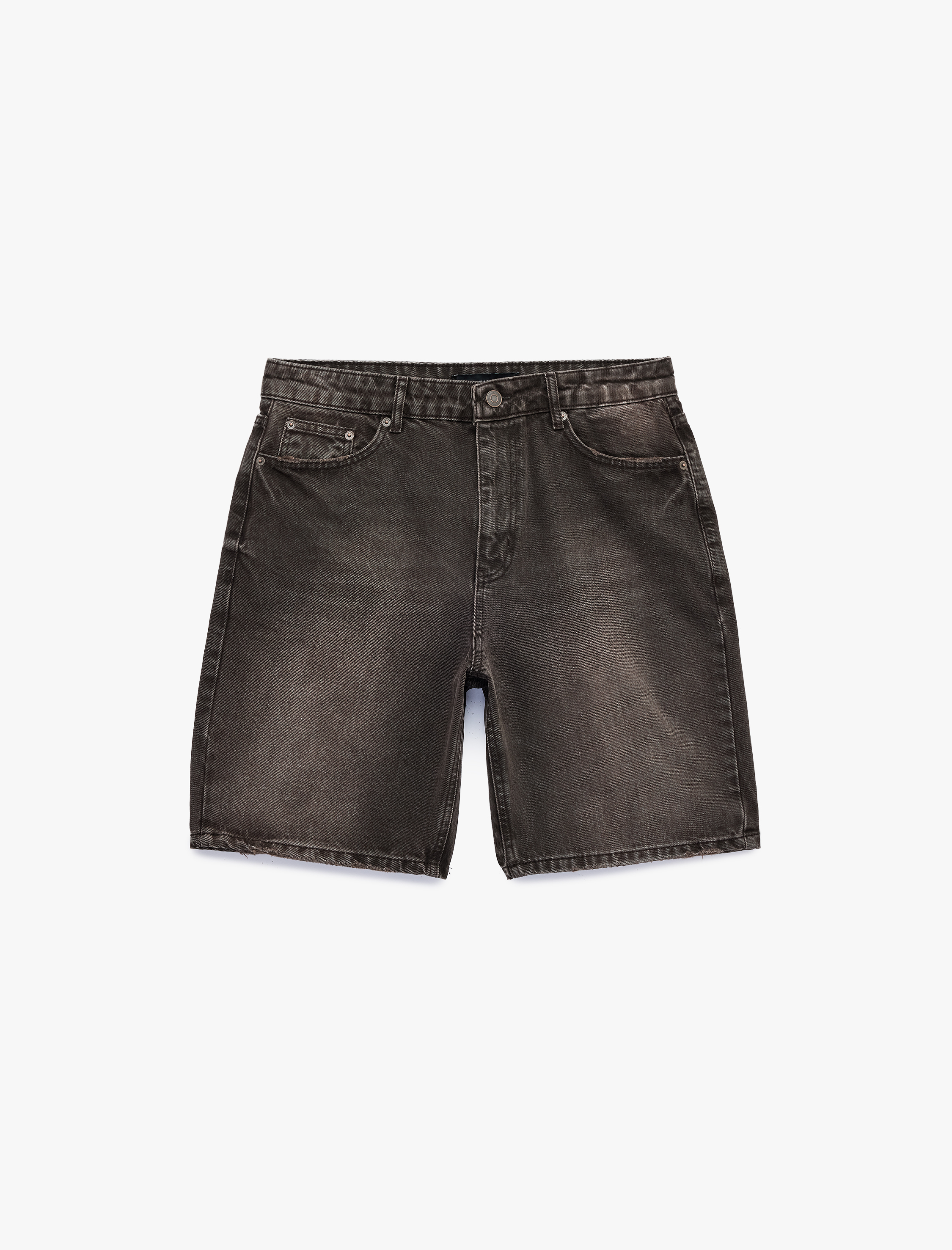   Pamuklu Cepli Normal Bel Straight Fit Bermuda Jean Şort