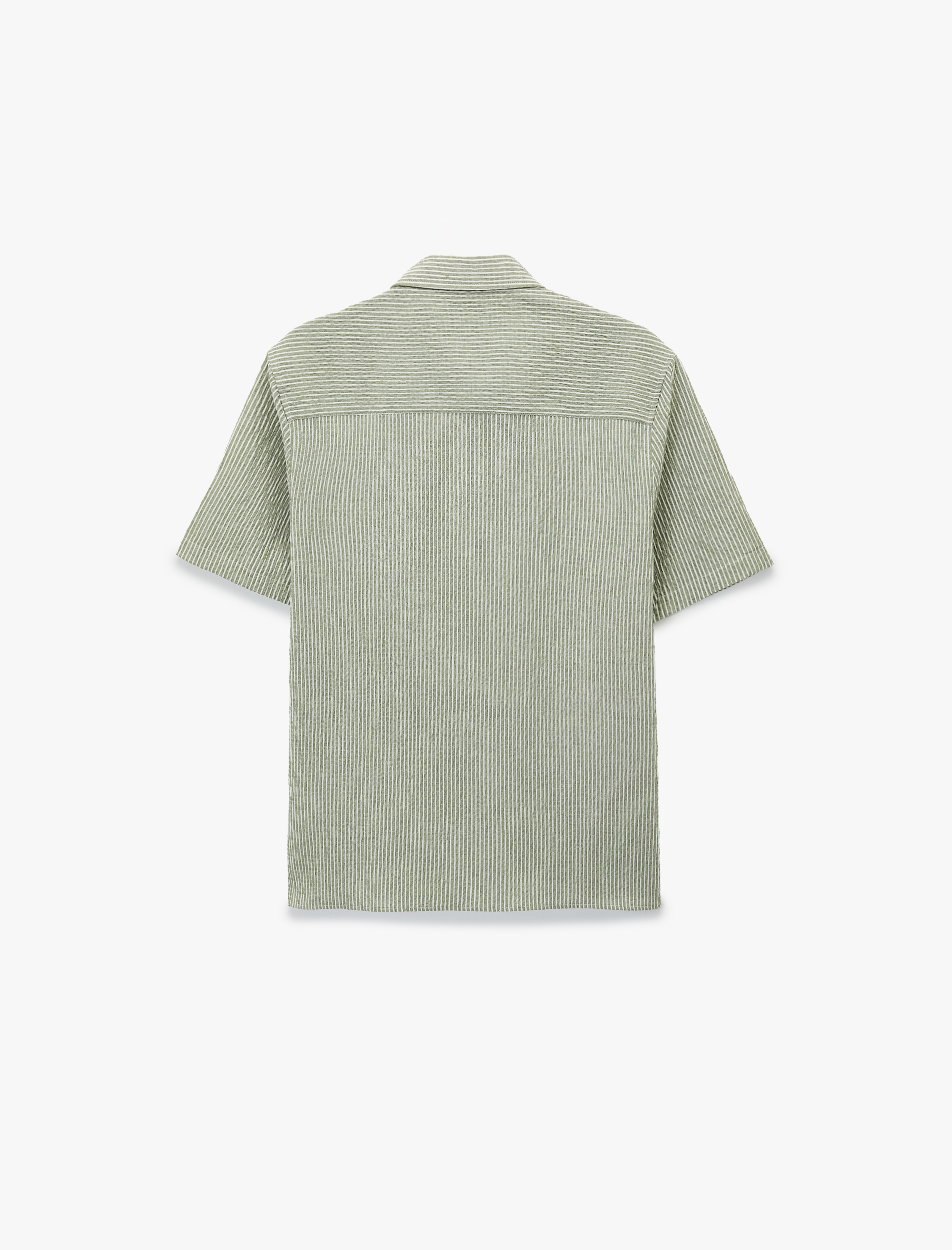   Regular Fit Kısa Kollu Çizgili Devrik Yaka Gömlek