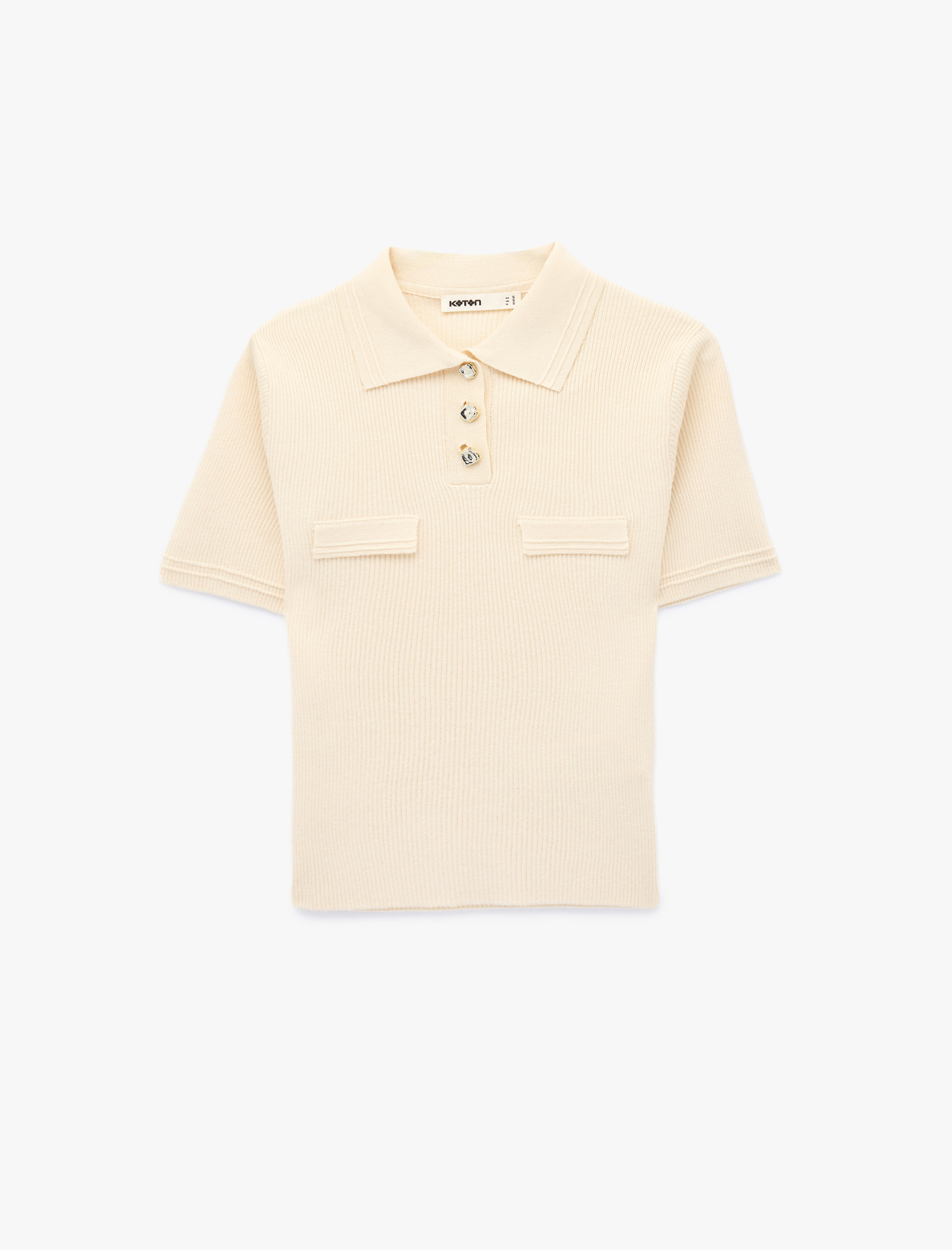   Slim Fit Yarım Düğme Detaylı Kısa Kollu Polo Yaka Triko Kazak