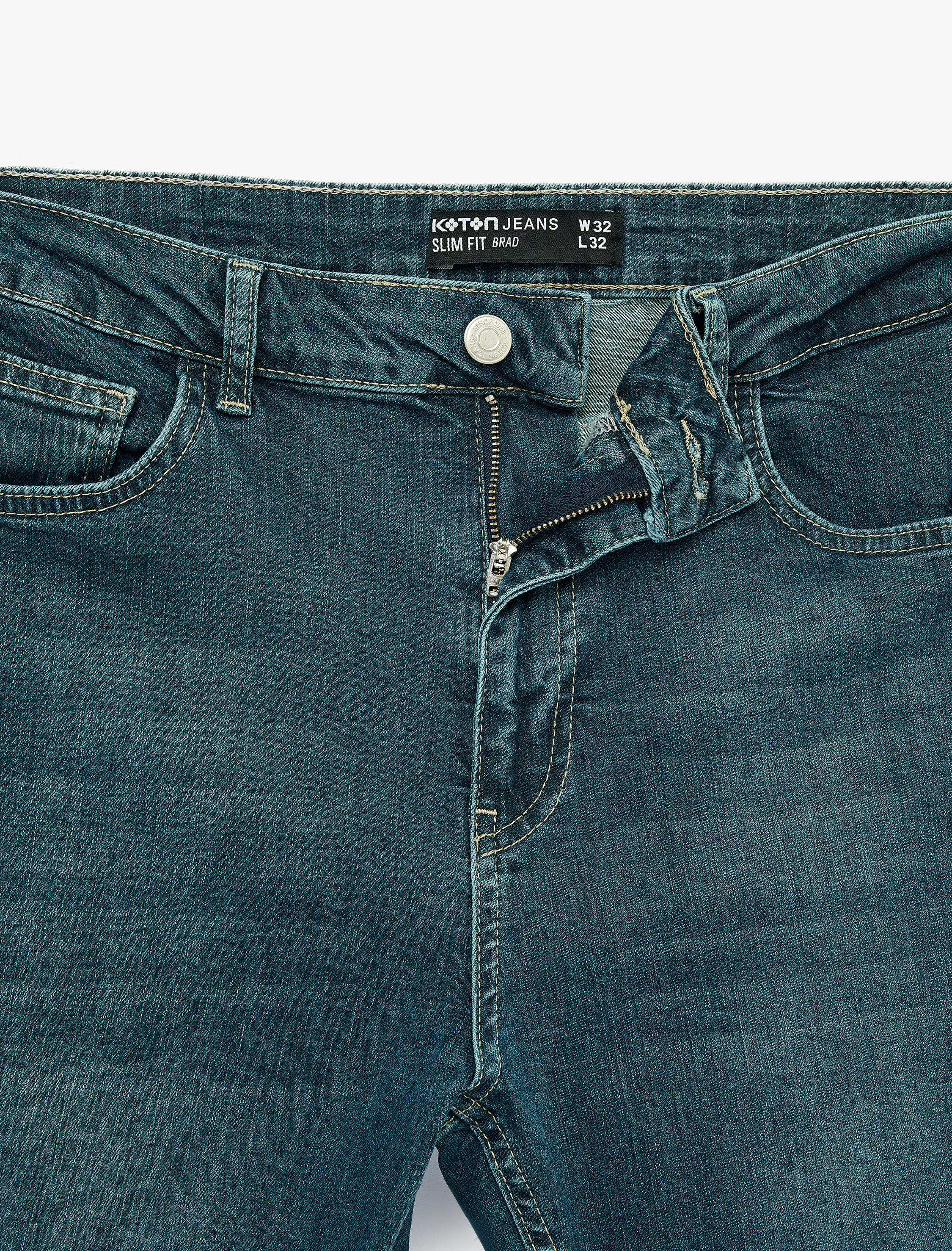   Normal Bel Cepli Pamuklu Slim Fit Jean Pantolon - Brad Jean