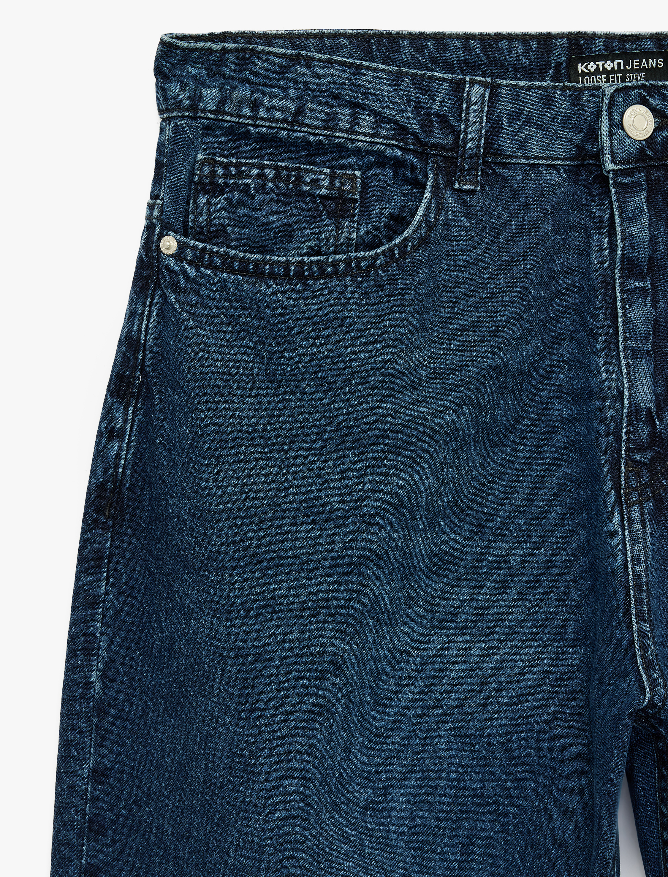   Normal Bel Pamuklu Cepli Bol Loose Fit Jean Pantolon - Steve Jean
