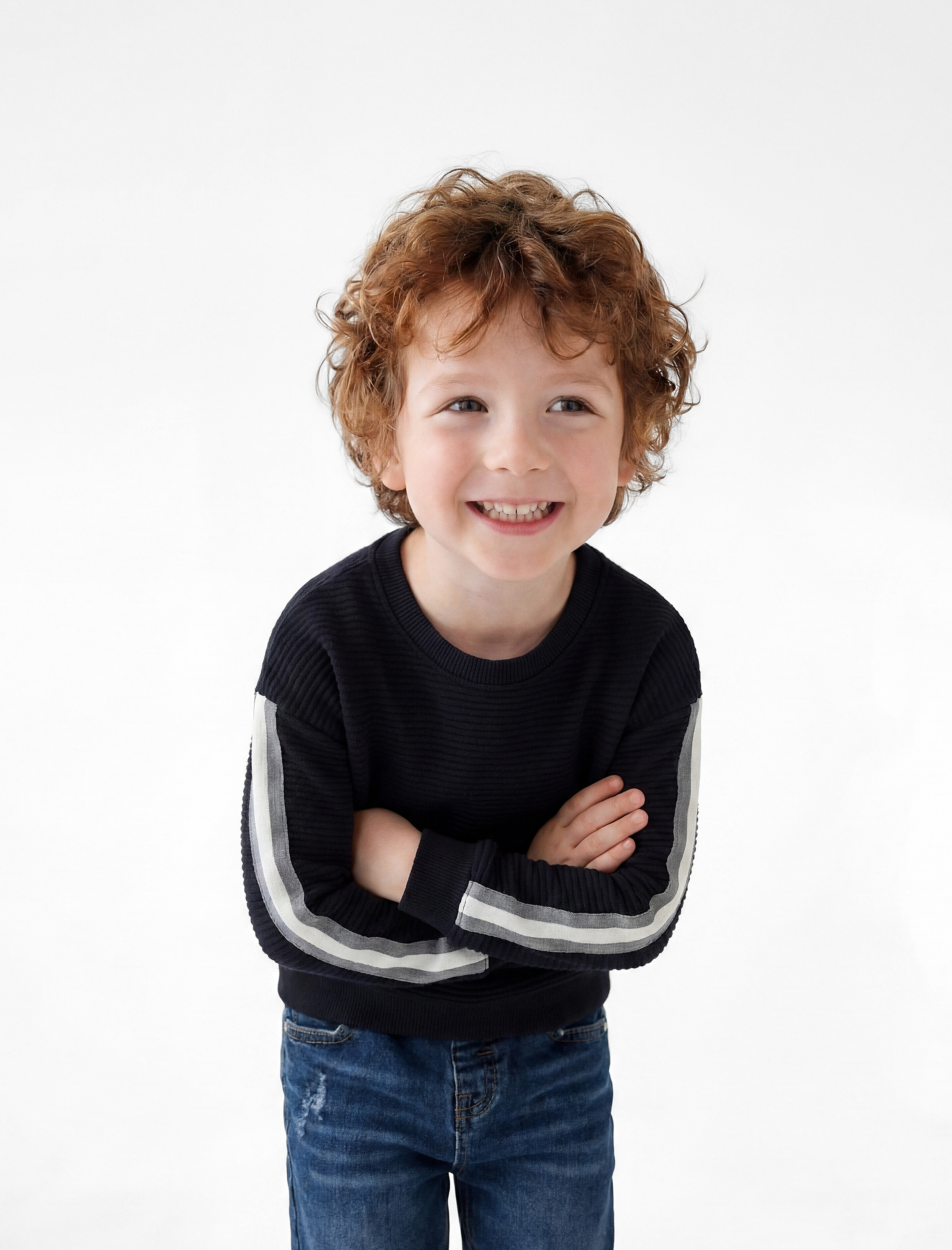  Erkek Bebek Bisiklet Yaka Uzun Kollu Pamuklu Oversize Sweatshirt