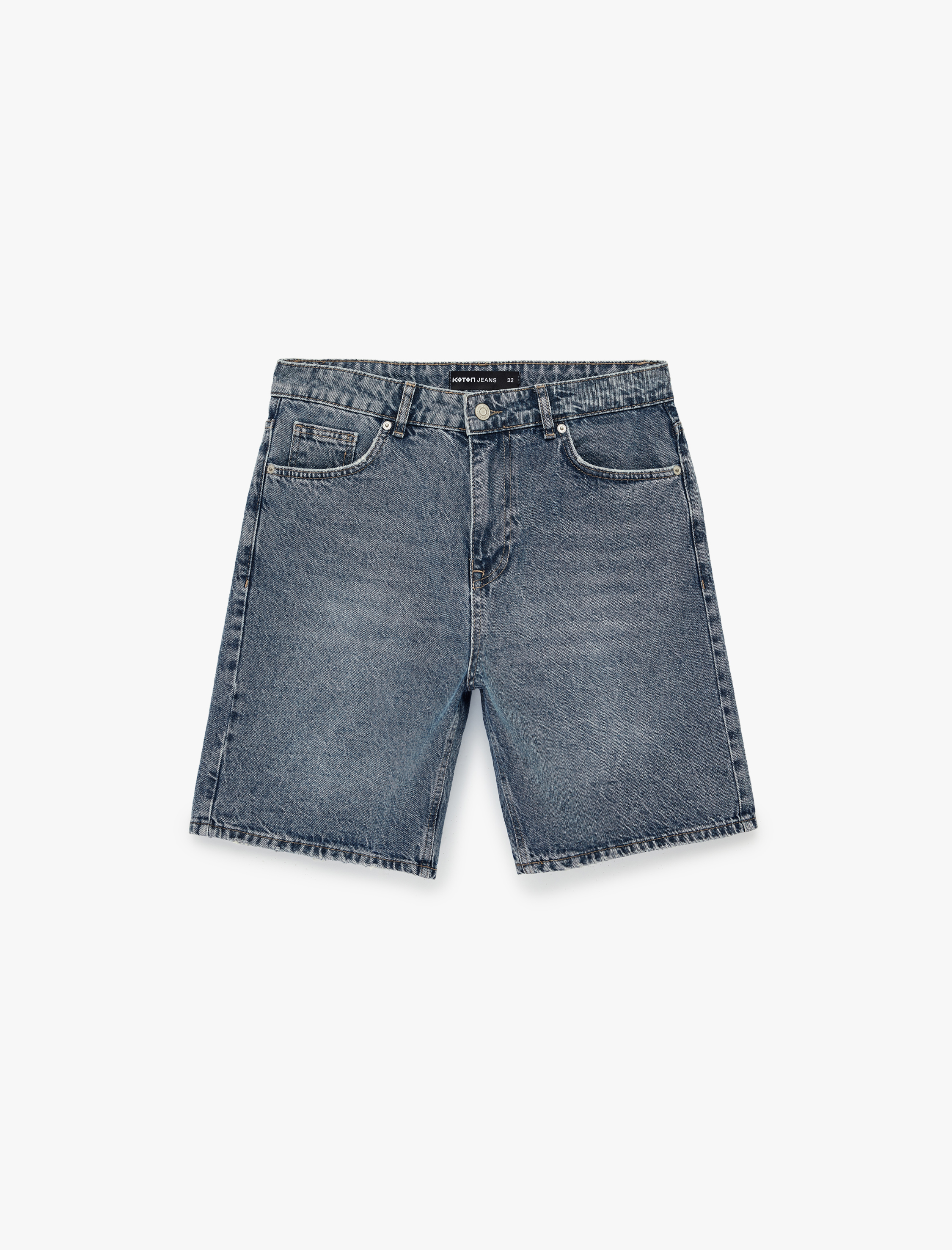   Pamuklu Normal Bel Straight Fit Jean Şort