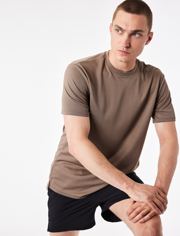  Regular Fit Bisiklet Yaka Kısa Kollu Basic Spor Tişört