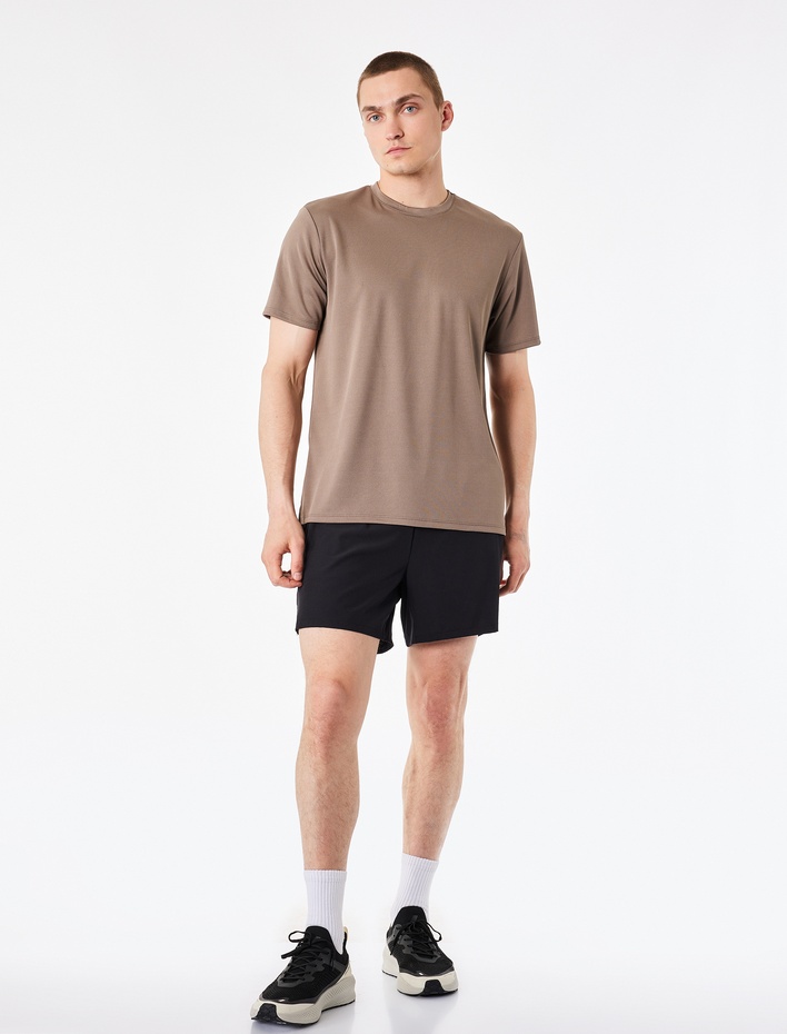  Regular Fit Bisiklet Yaka Kısa Kollu Basic Spor Tişört