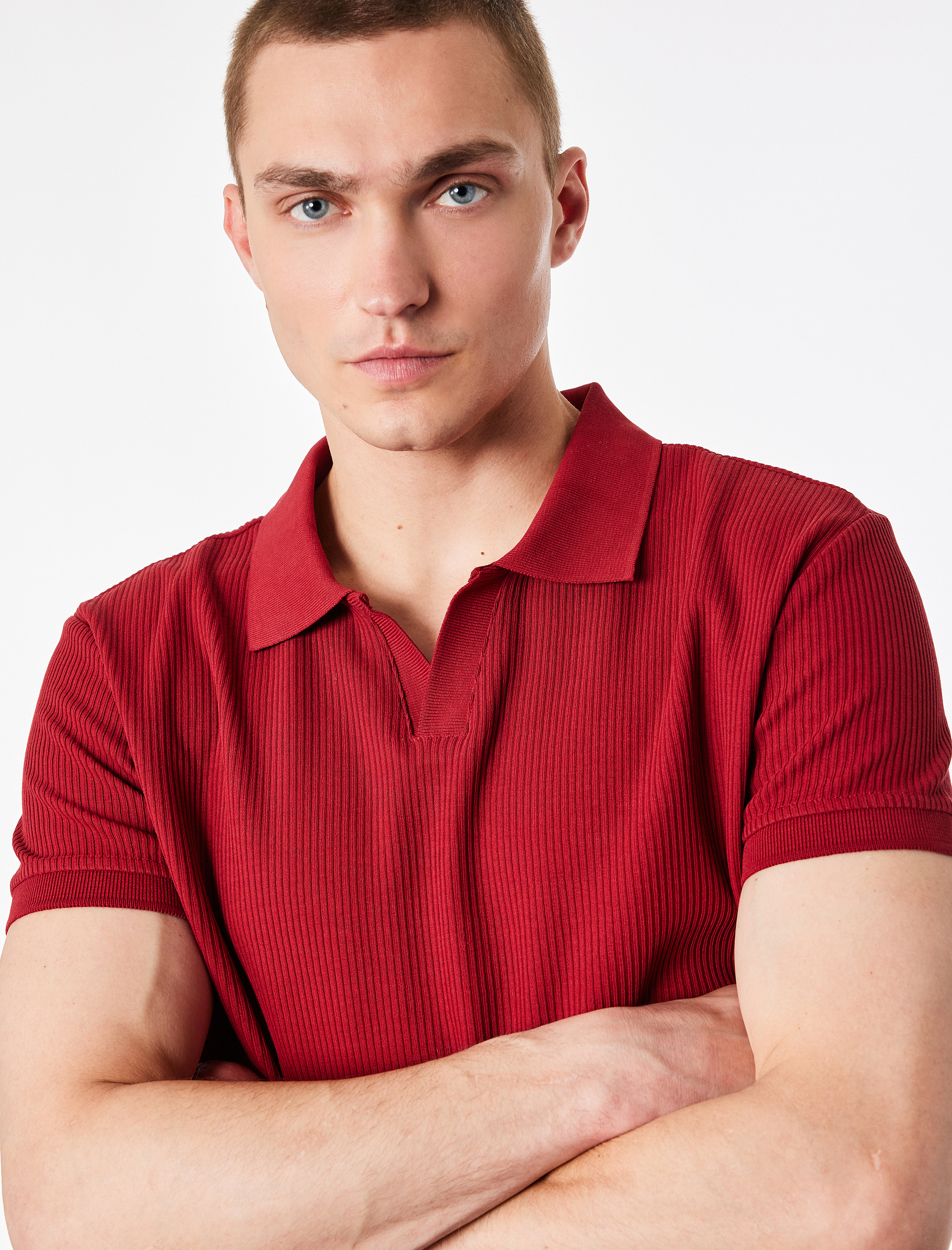  Regular Fit Kısa Kollu Pamuklu Fitilli Polo Yaka Tişört