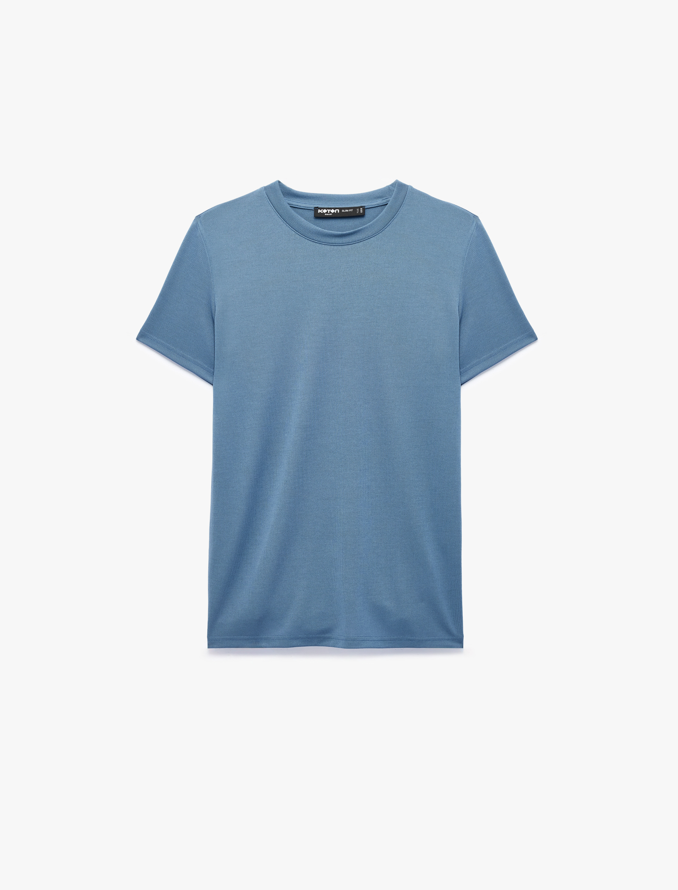   Bisiklet Yaka Viskon Karışımlı Kısa Kollu Basic Slim Fit Tişört
