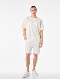 Pamuklu Kısa Kollu Bisiklet Yaka Basic Oversize Tişört